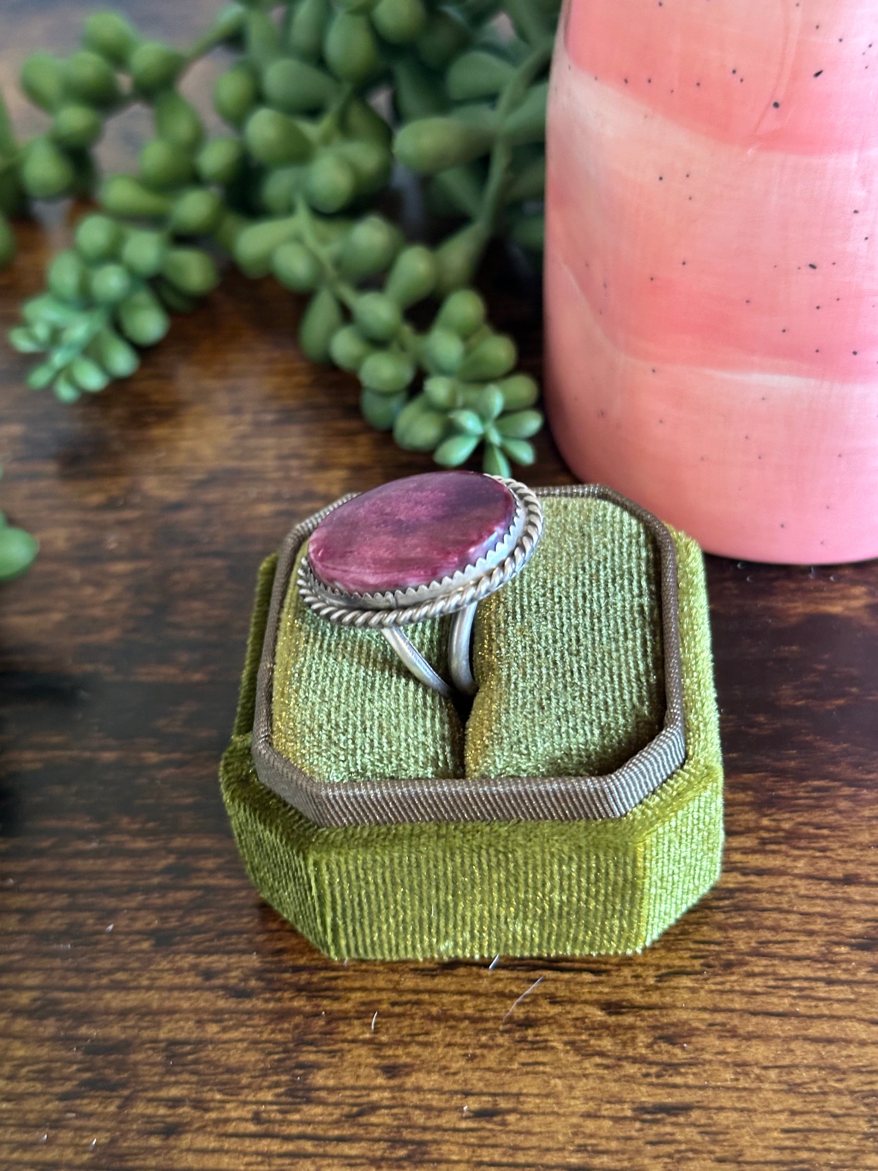 Navajo Made Purple Spiny Oyster & Sterling Silver Ring Size 6