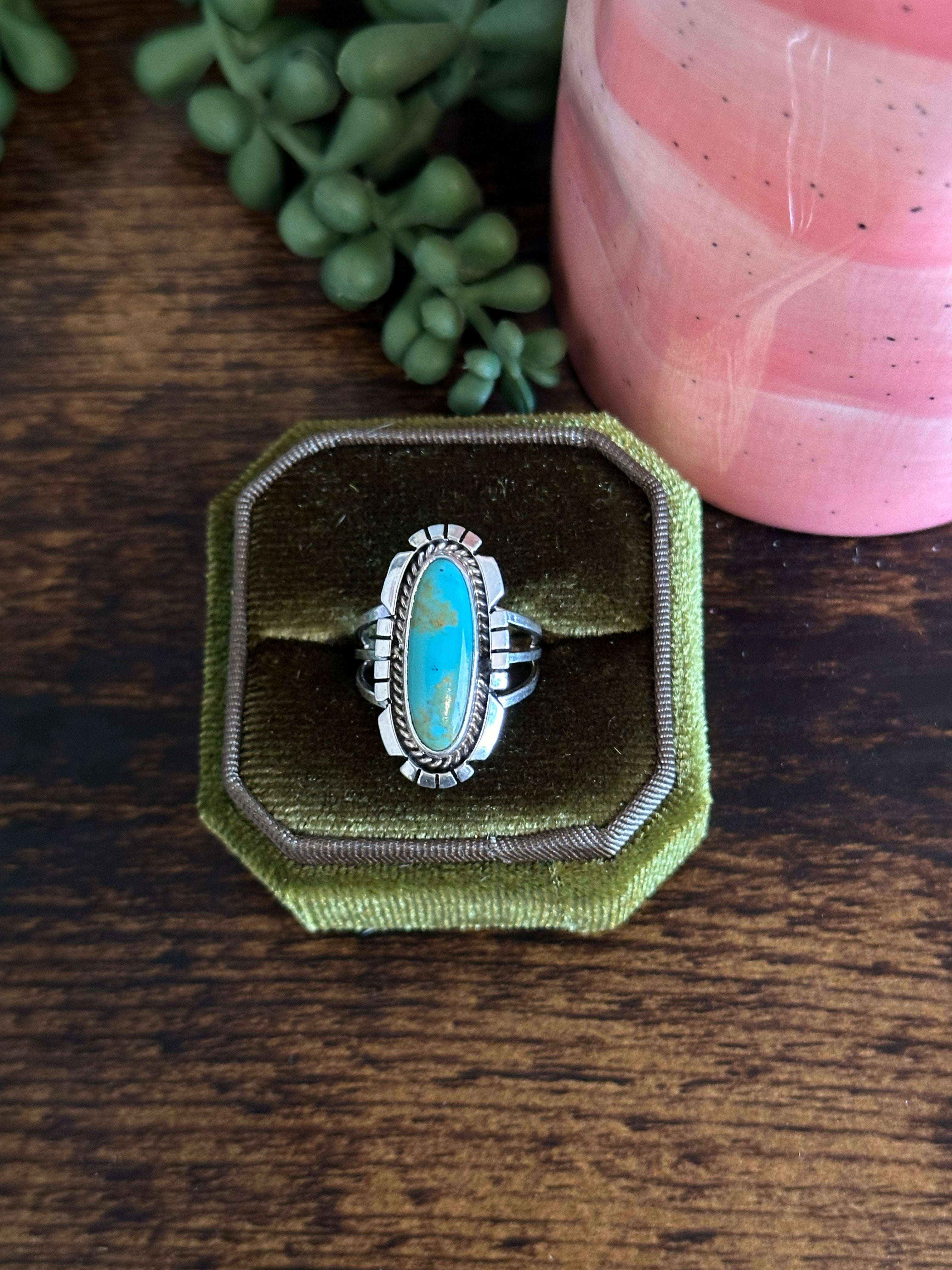 Navajo Made Kingman Turquoise & Sterling Silver Ring