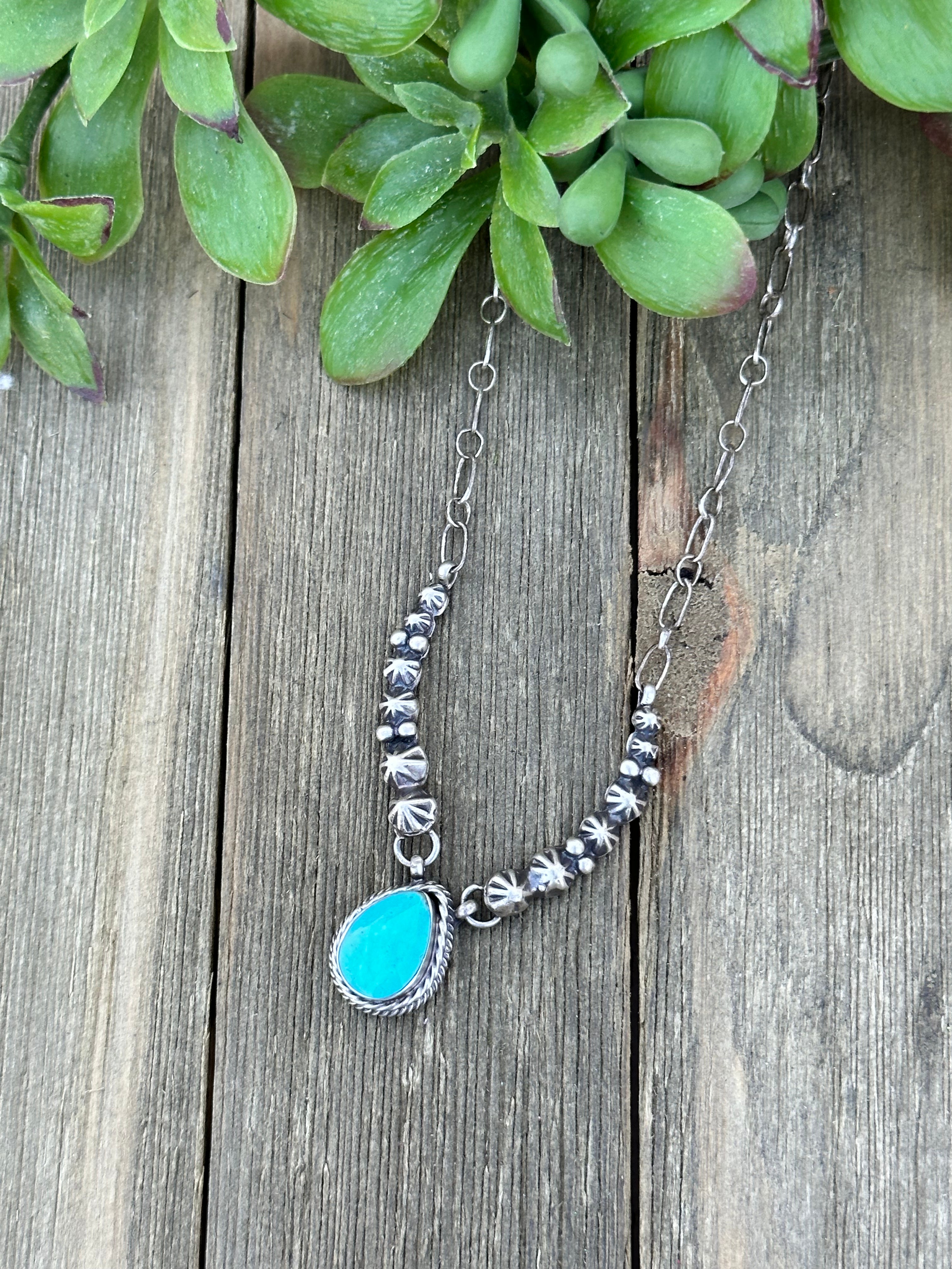 Kim Enrico Kingman Turquoise and Sterling Silver Necklace