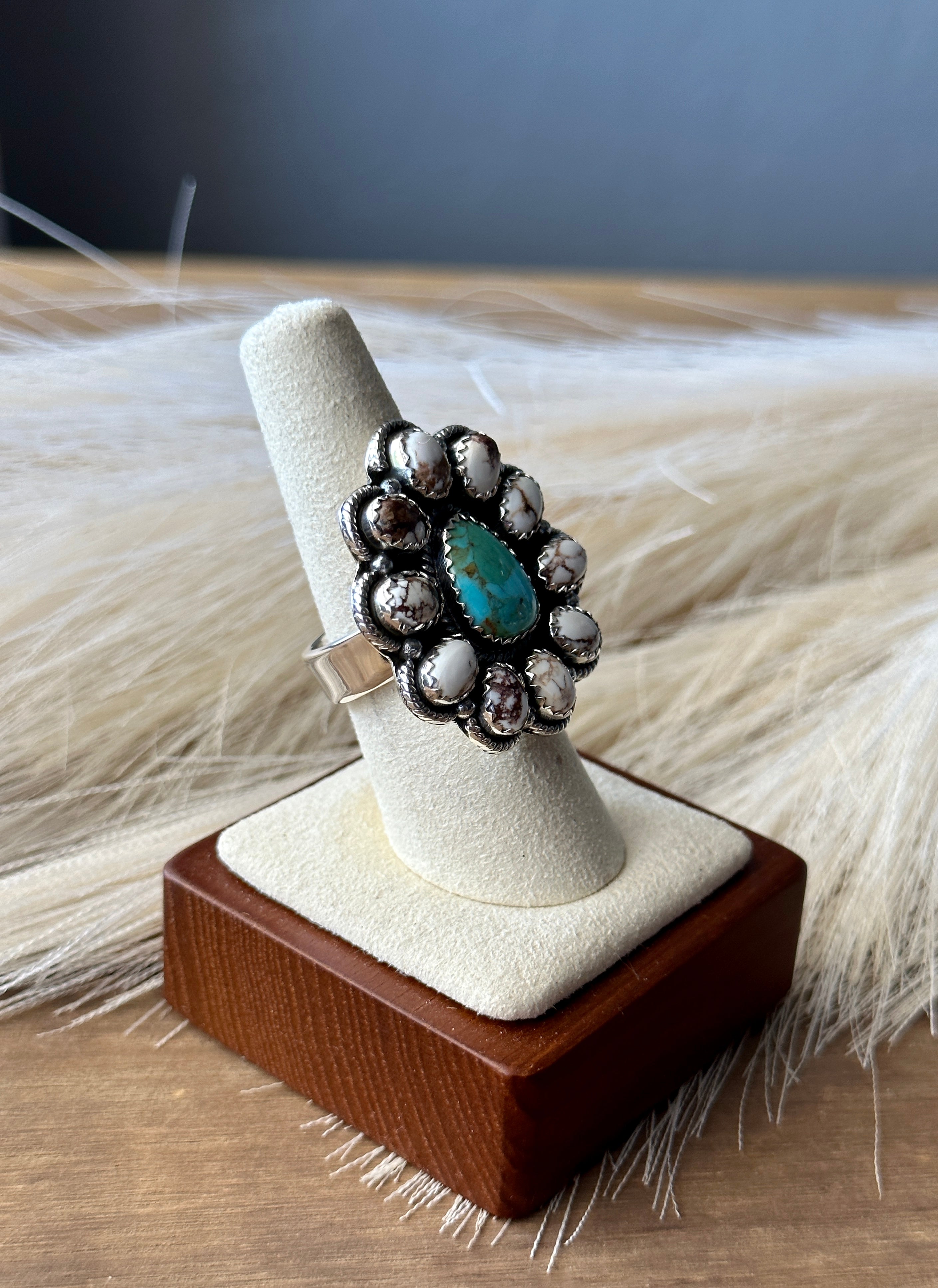 #7 Southwest Handmade Multi Stone & Sterling Silver Cluster Adjustable Rings