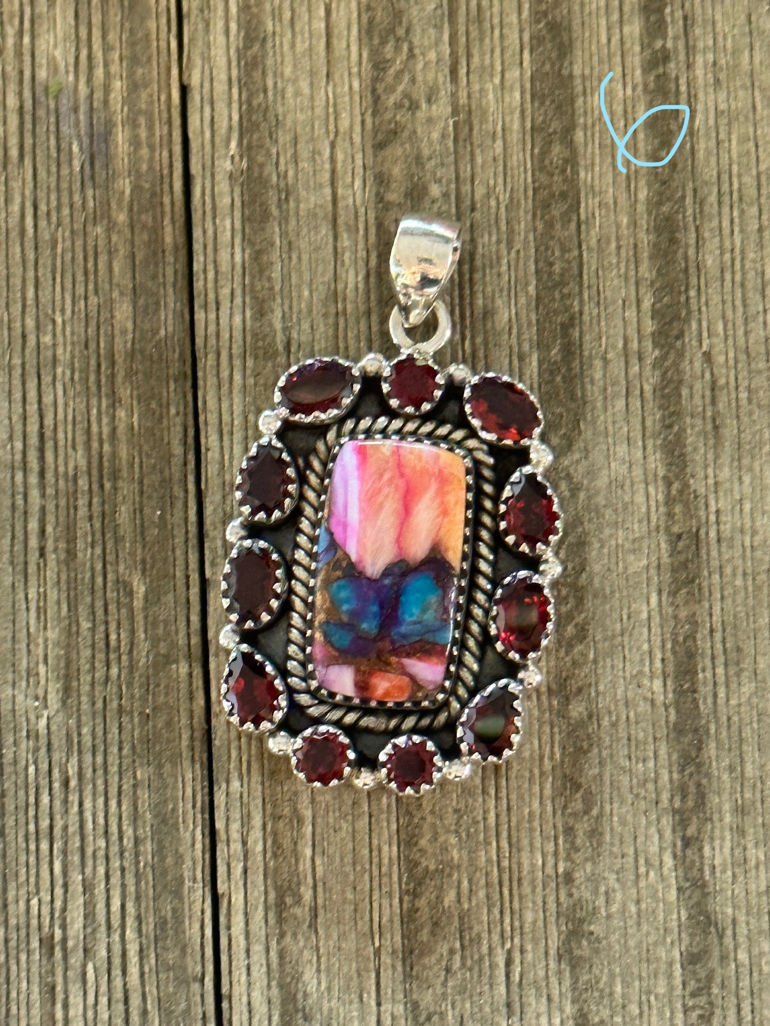 Southwest Made Multi Stone & Sterling Silver Pendant