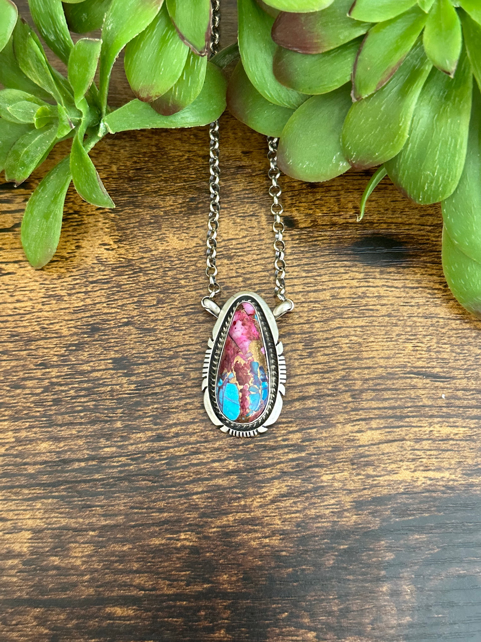 Alfred Martinez Pink Mohave Turquoise & Sterling Silver Necklace