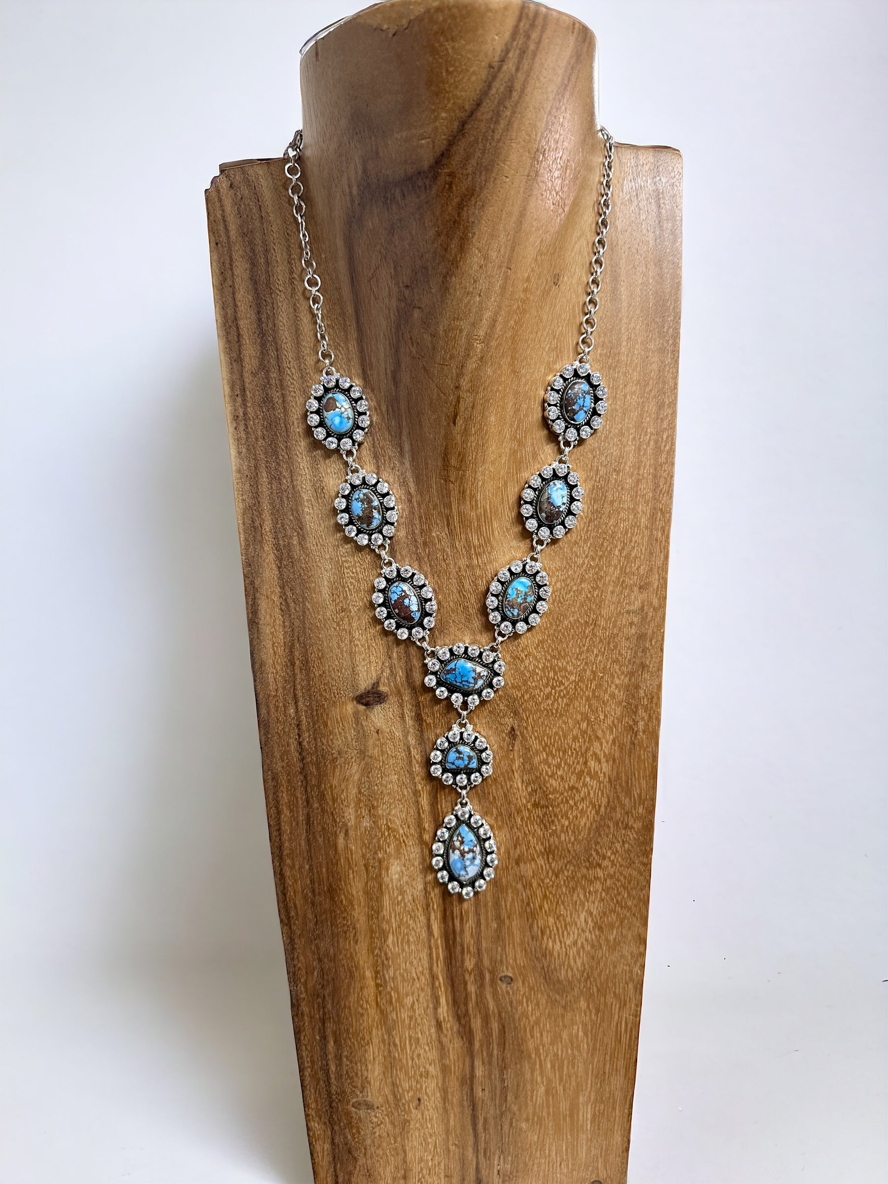 Southwest Handmade Multi Stone & Sterling Silver Cluster Necklace