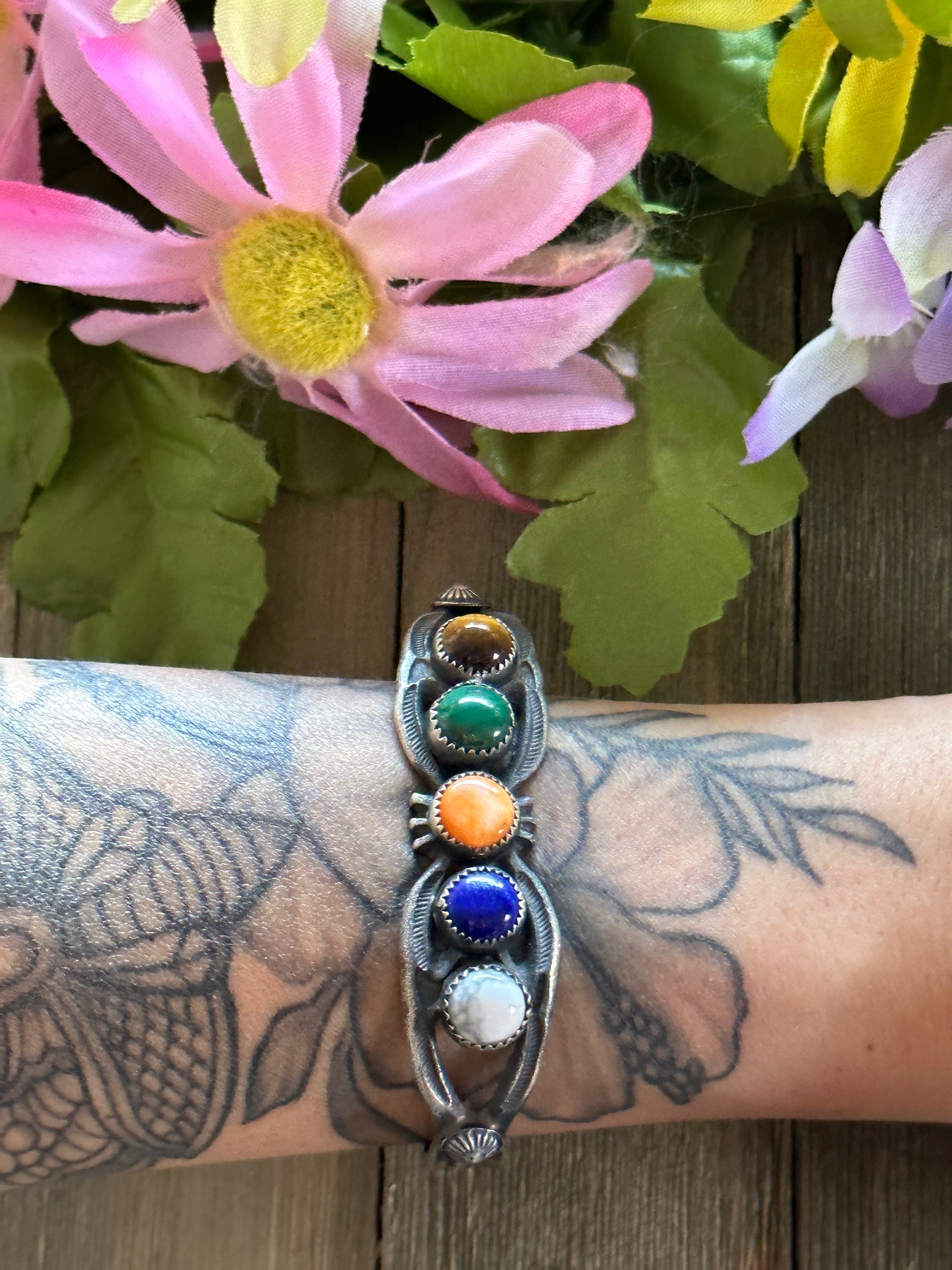 Kevin Billah Multi Stone & Sterling Silver Cuff Bracelet