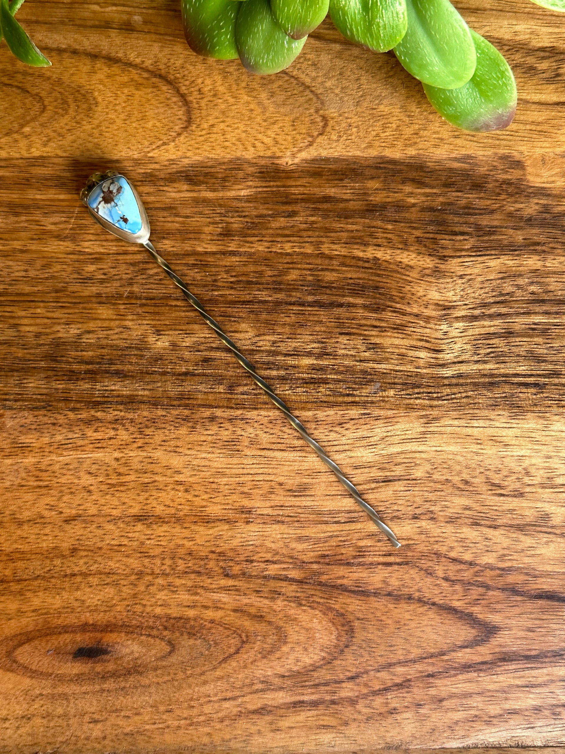 Sandra Nez Golden Hills Turquoise & Sterling Silver Hair Pin