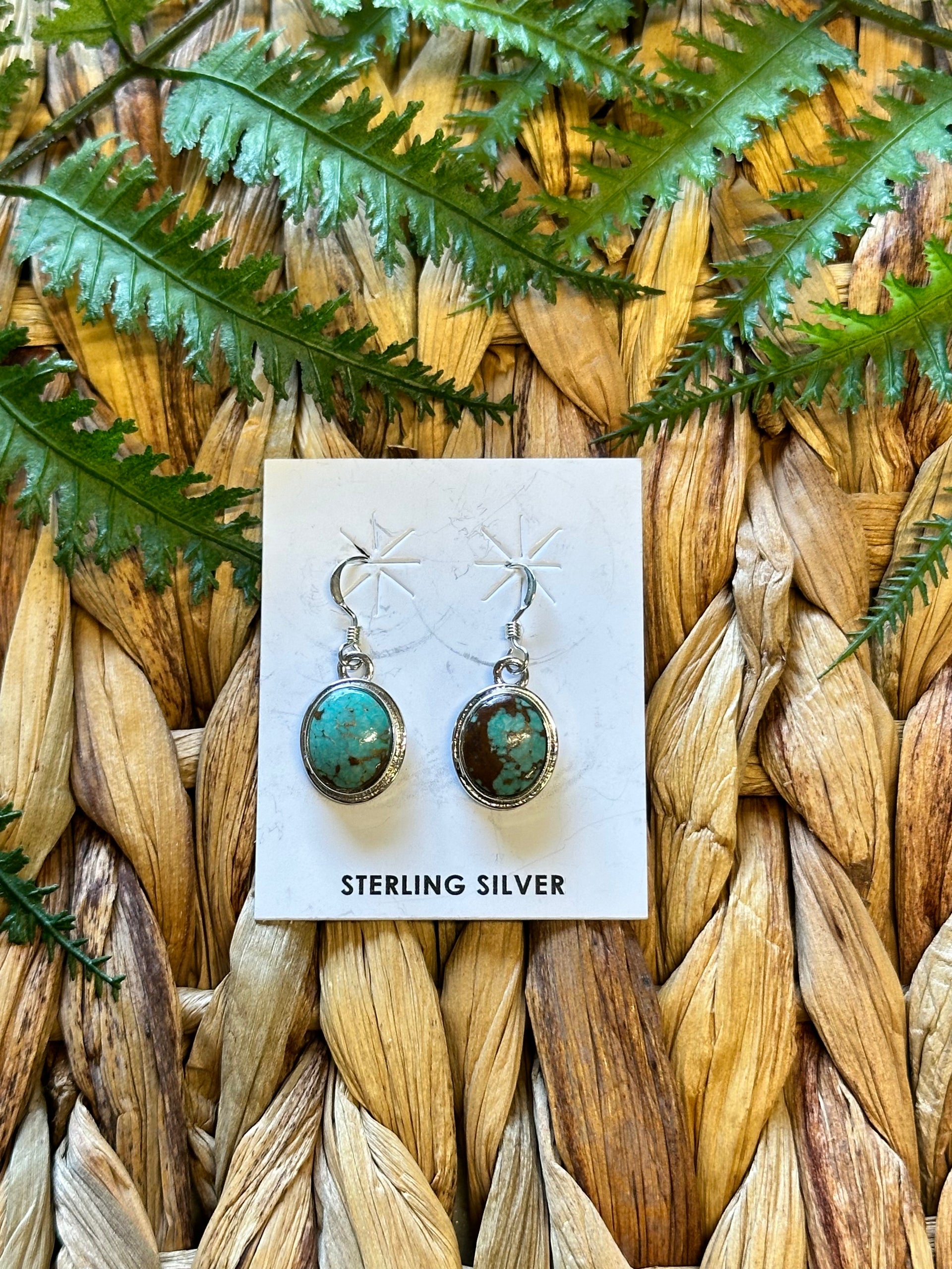 Navajo Made Royston Turquoise & Sterling Silver Dangle Earrings