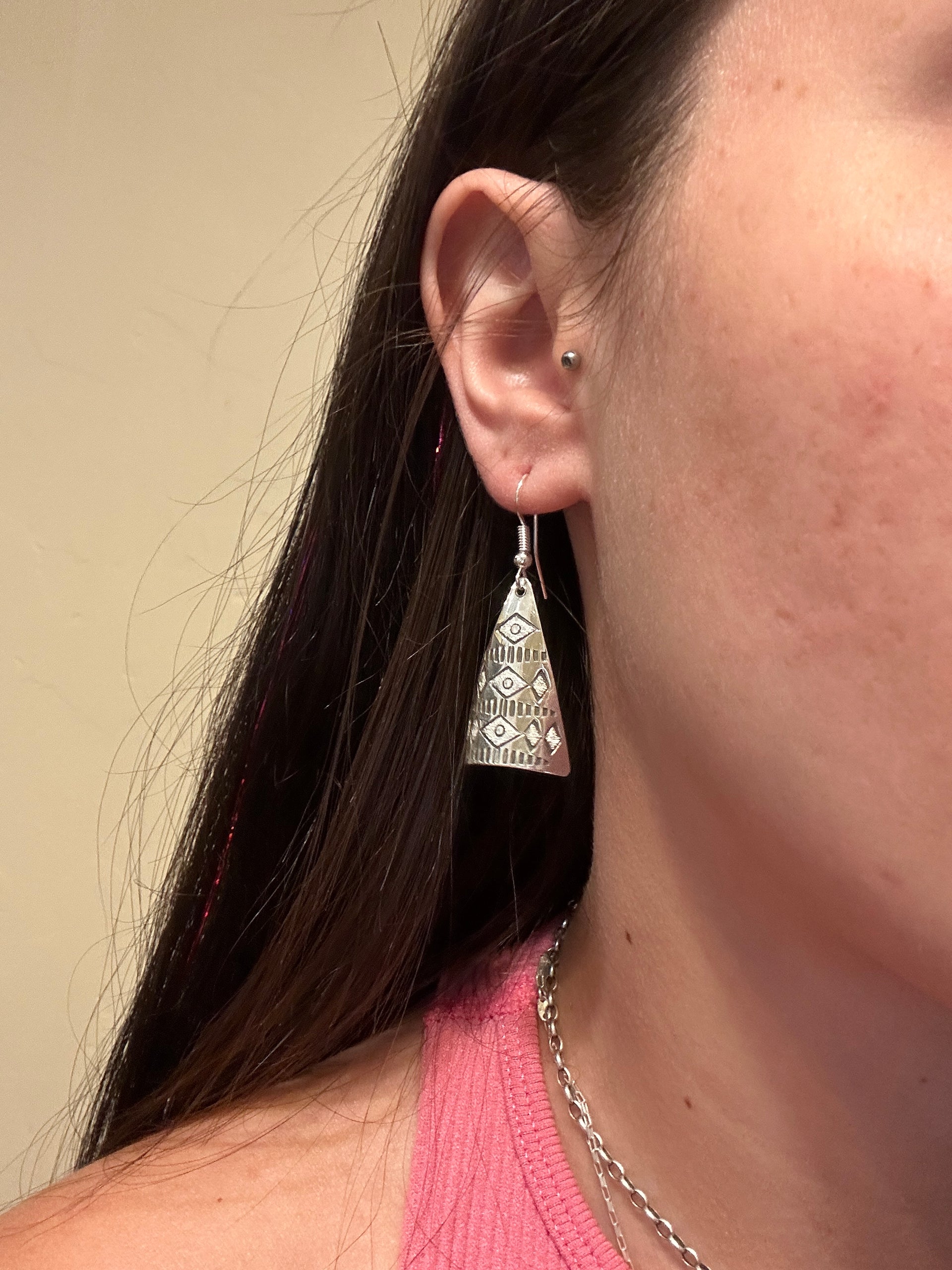 Navajo Made Sterling Silver Dangle Earrings