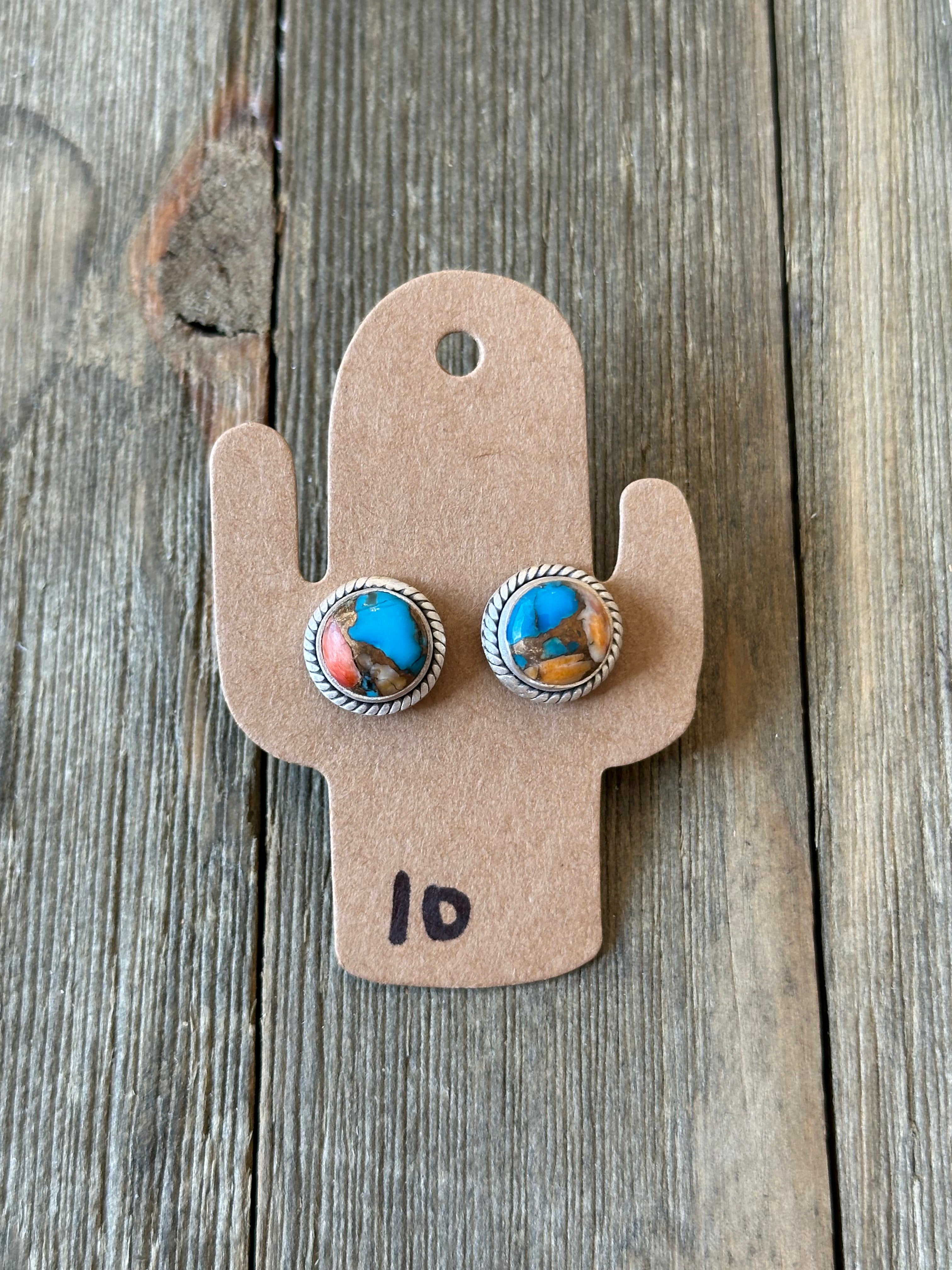 Navajo Made Mohave Turquoise & Sterling Silver Post Earrings