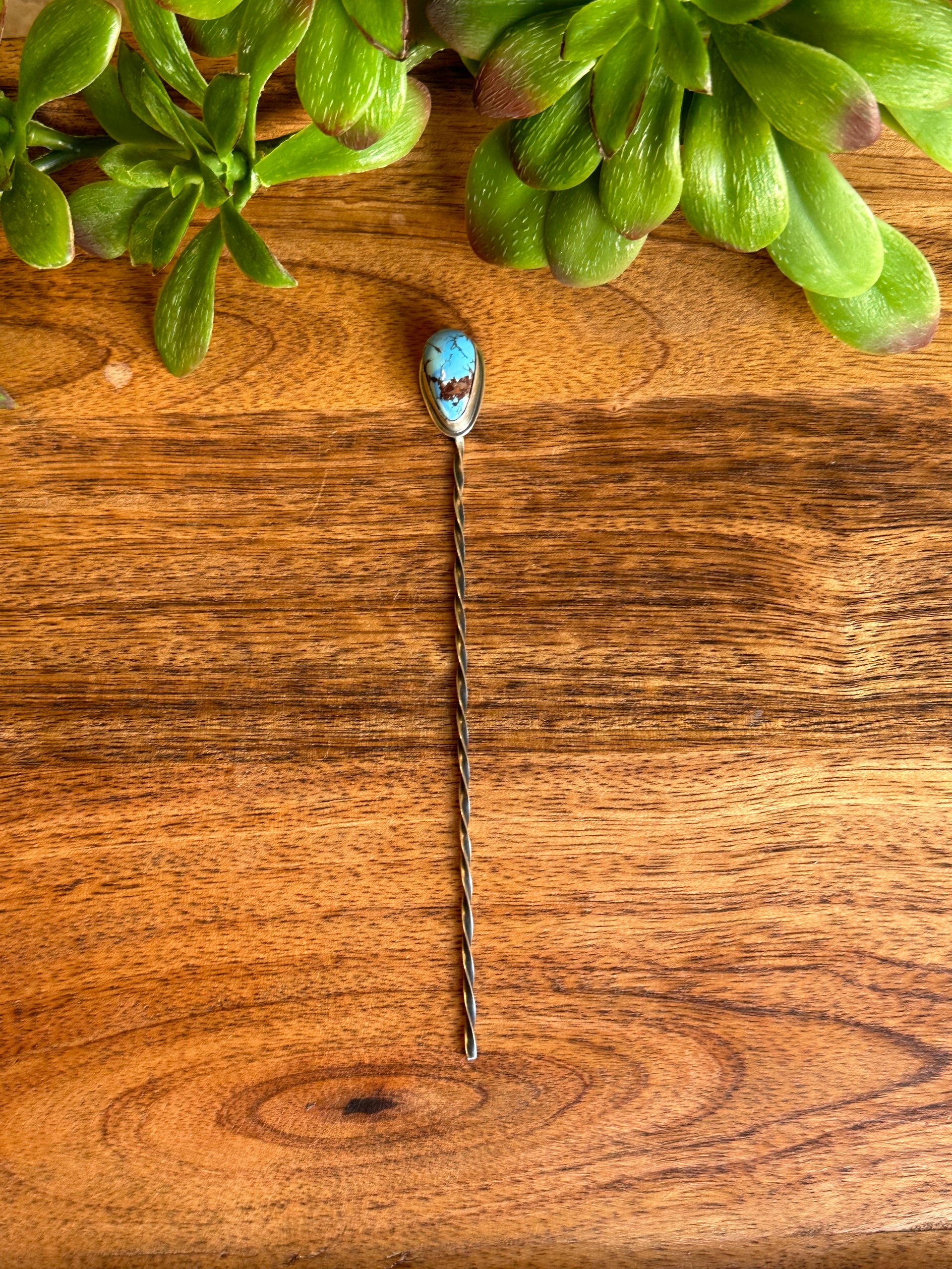 Sandra Nez Golden Hills Turquoise & Sterling Silver Hair Pin