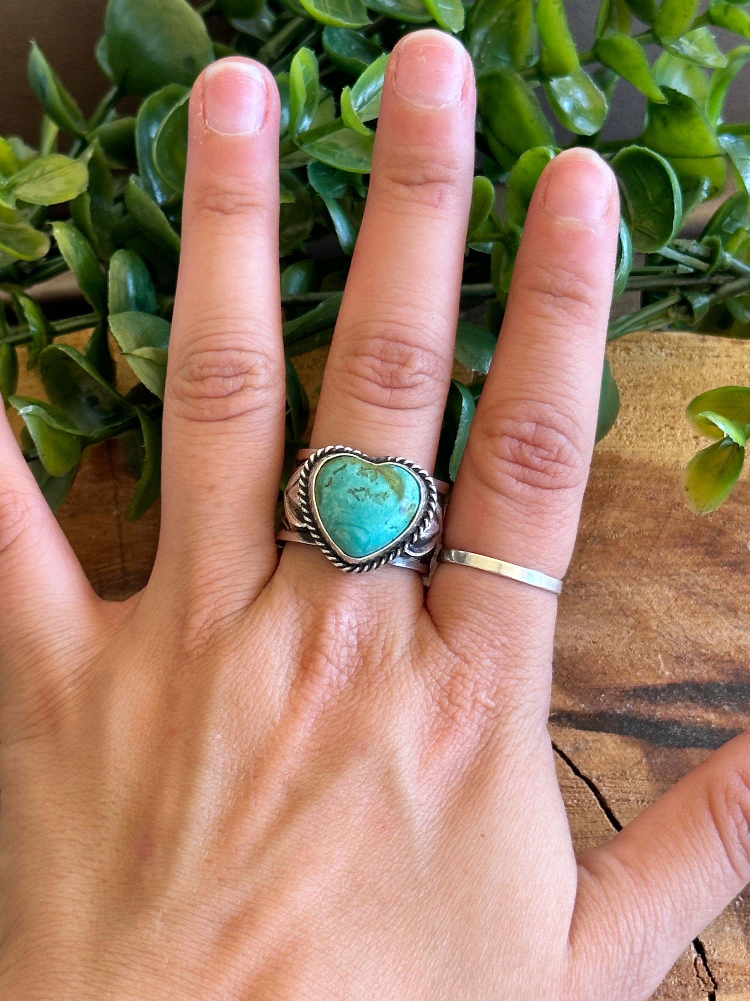 Sunshine Reeves Royston Turquoise & Sterling Silver Heart Ring Size 9.75