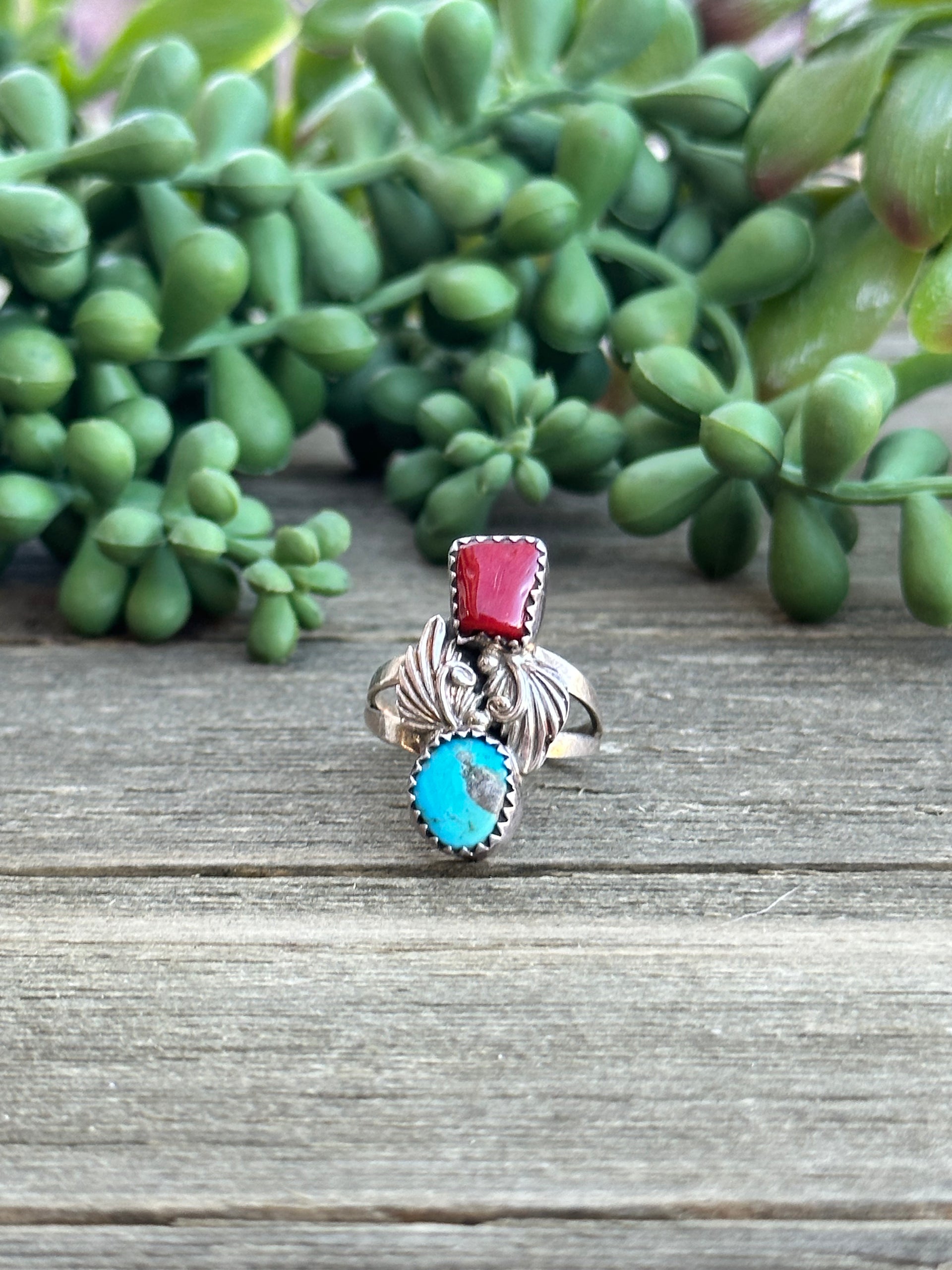 Navajo Made Multi Stone & Sterling Silver Ring Size 5.75