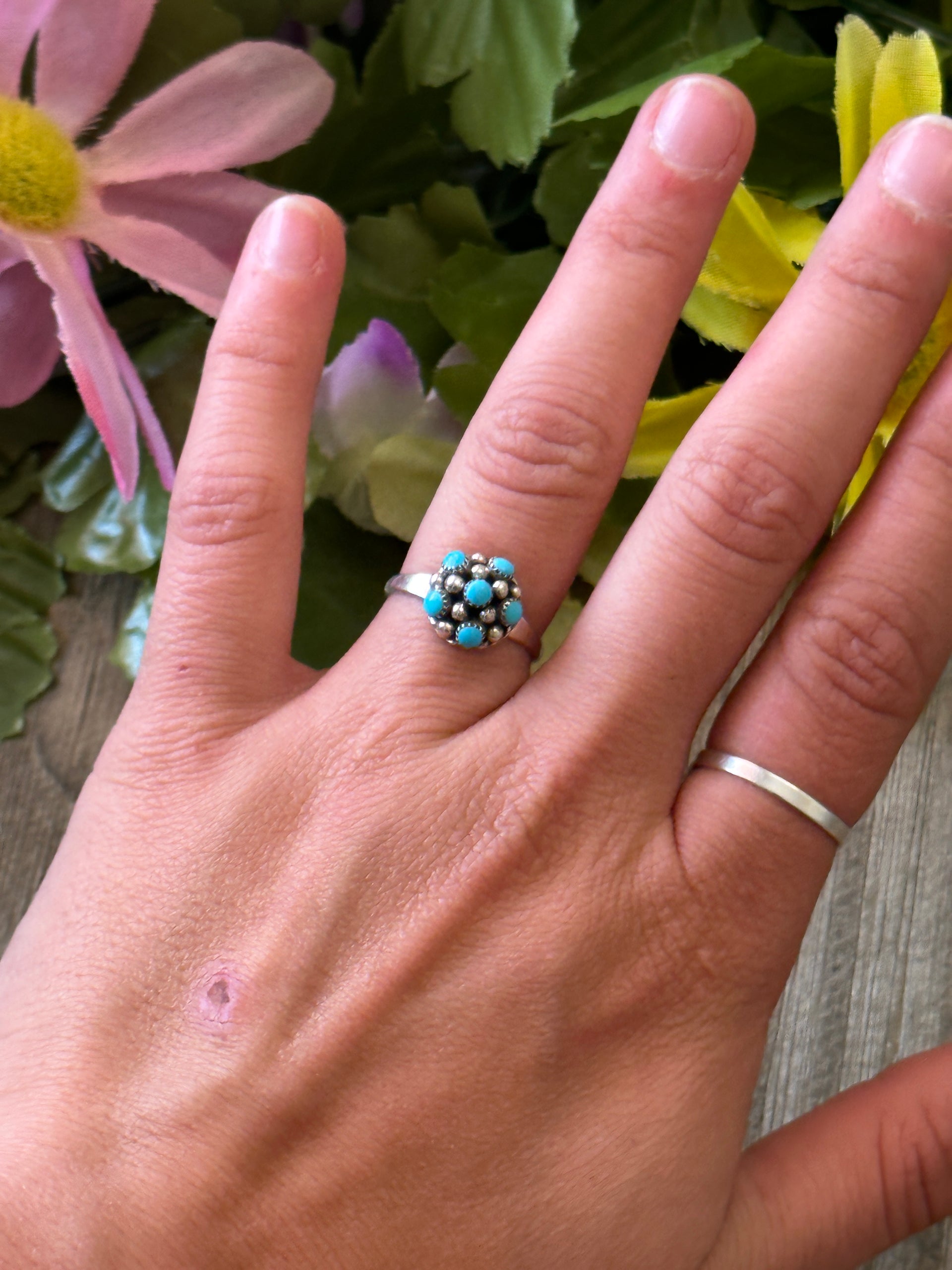 Navajo Made Kingman Turquoise & Sterling Silver Ring