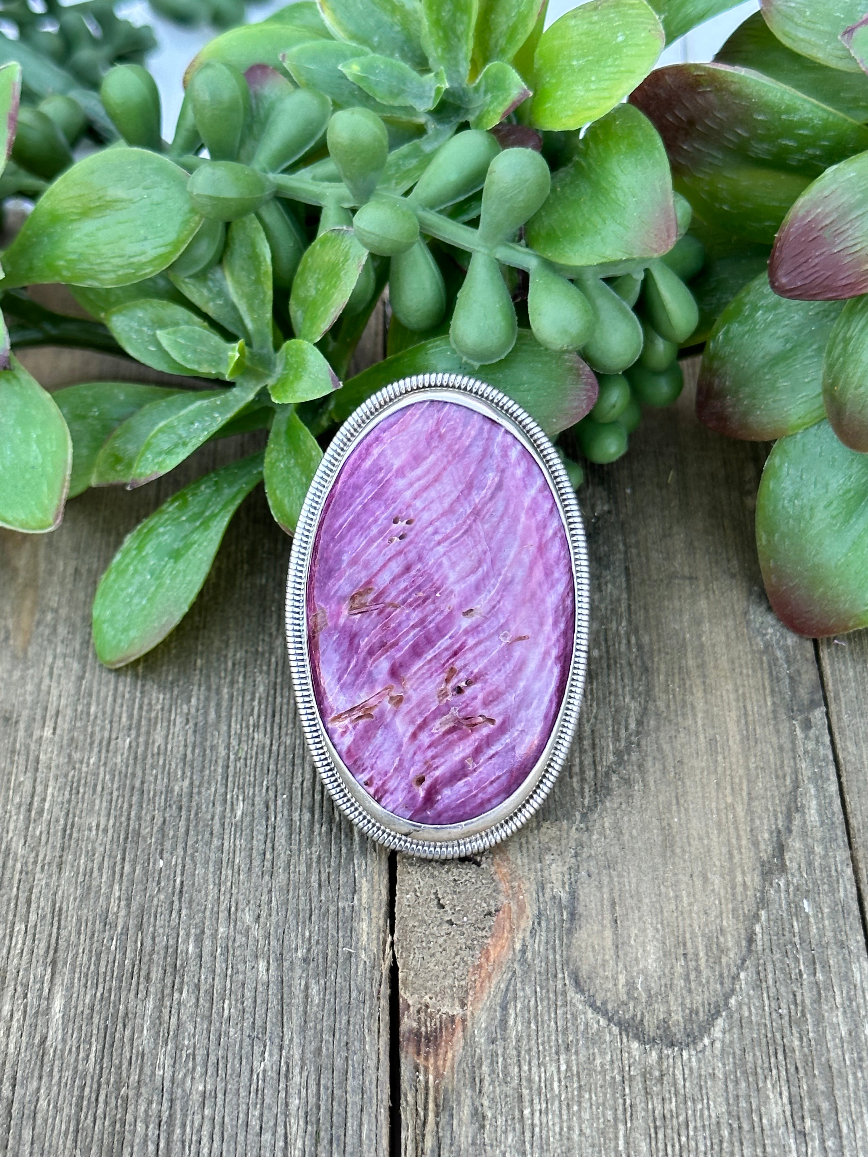 Wydell Billie Purple Spiny Oyster & Sterling Silver Adjustable Ring