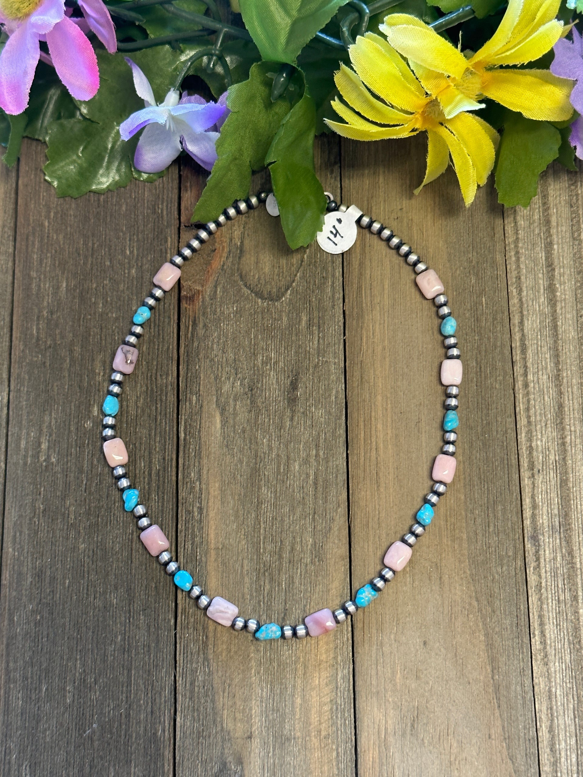 Navajo Strung Multi Stone & Sterling Silver 3 MM Pearl Necklace