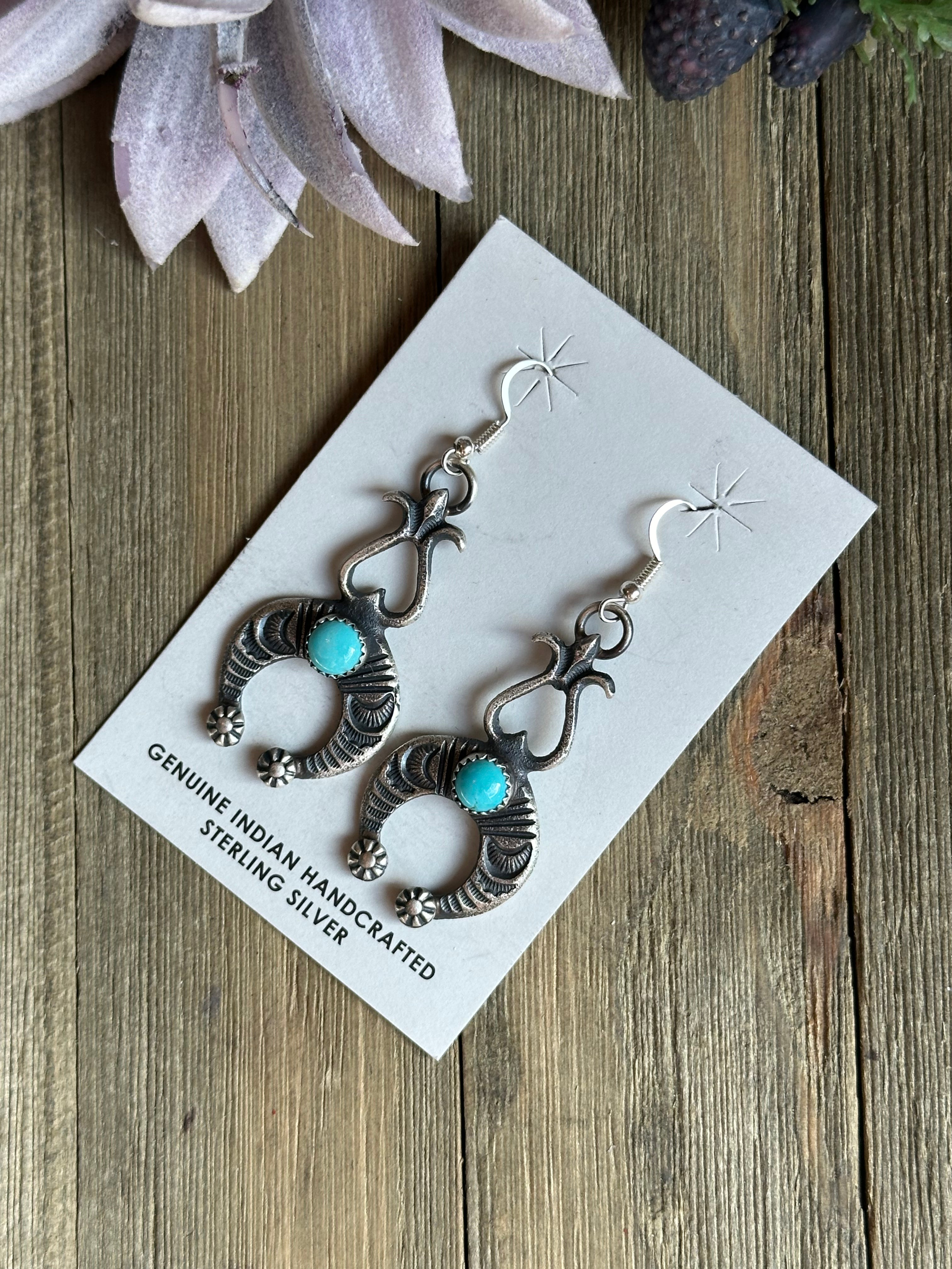 Kevin Billah Kingman Turquoise & Sterling Silver Dangle Earrings