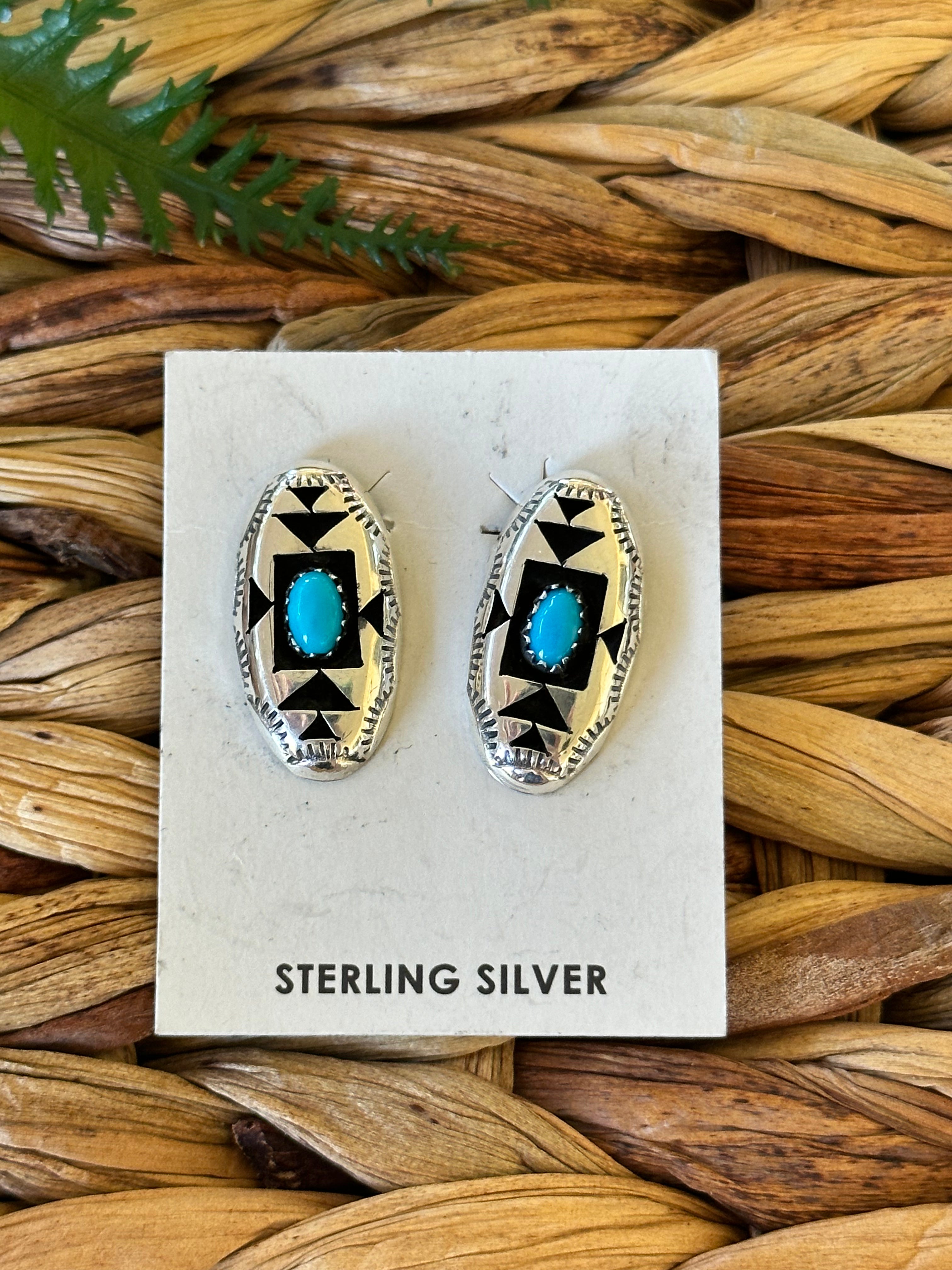 Navajo Made Sterling Silver Clip On Shadowbox Earrings