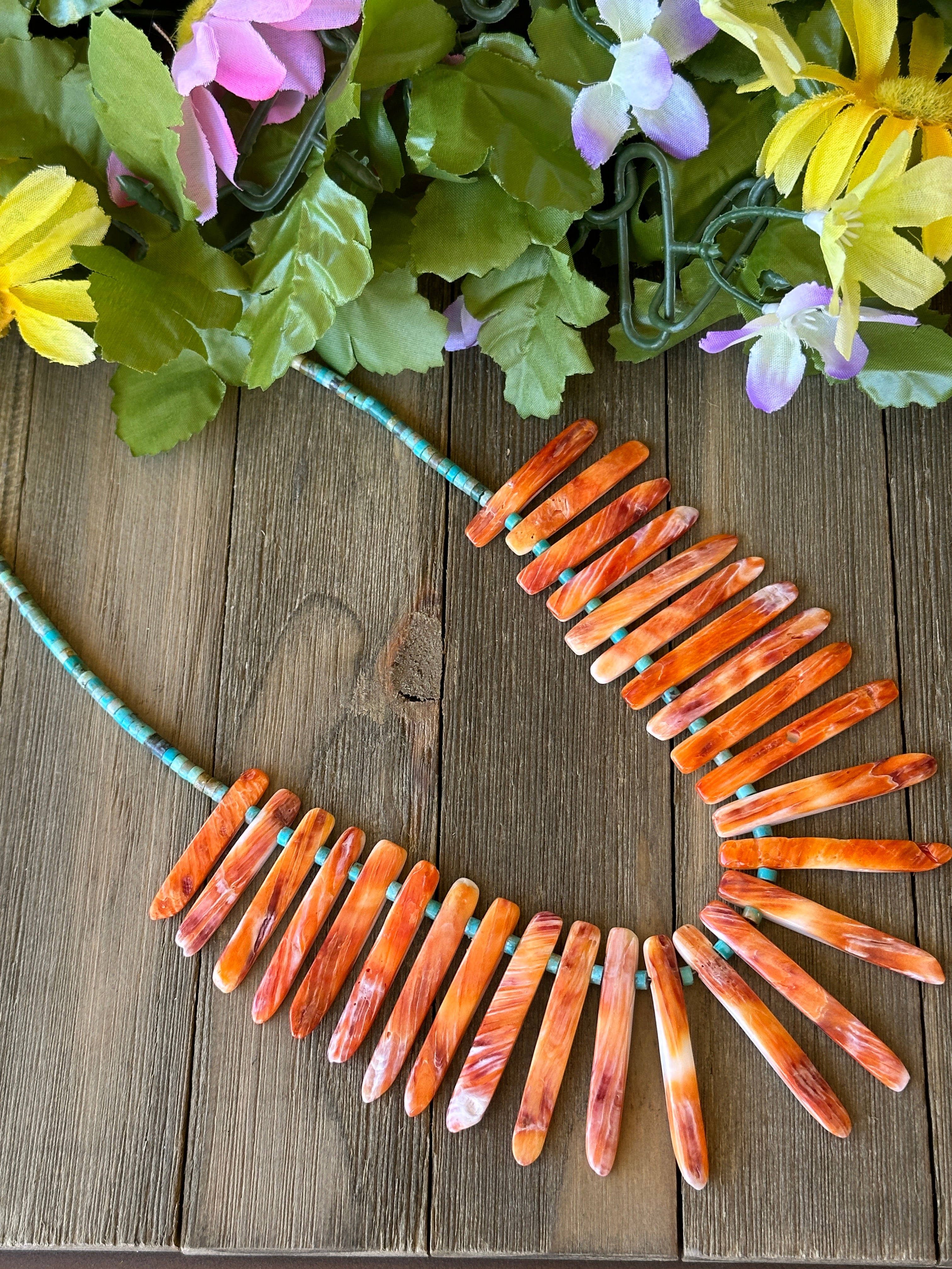 Navajo Strung Multi Stone & Sterling Silver Necklace