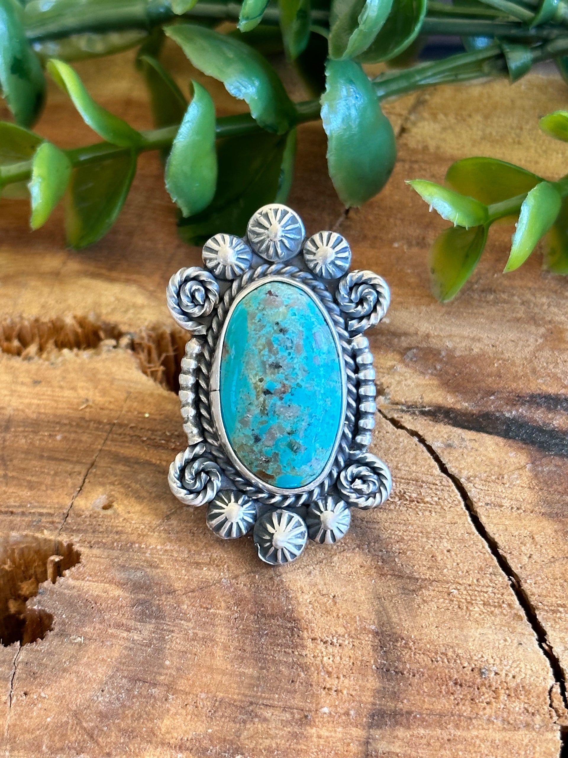 Wydell Billie Red Skin Turquoise & Sterling Silver Ring Size 7.75
