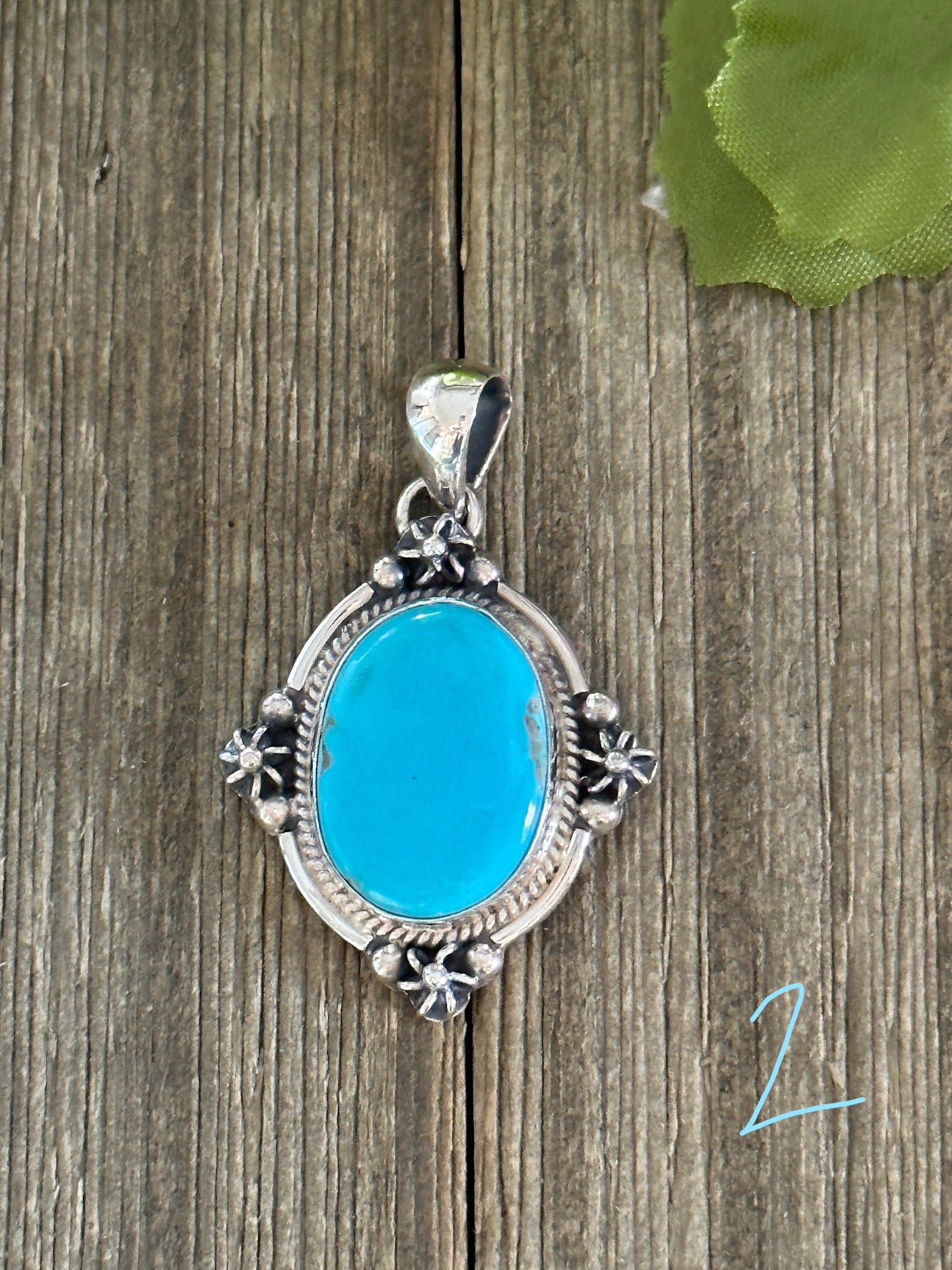 Southwest Made Kingman Turquoise & Sterling Silver Pendant