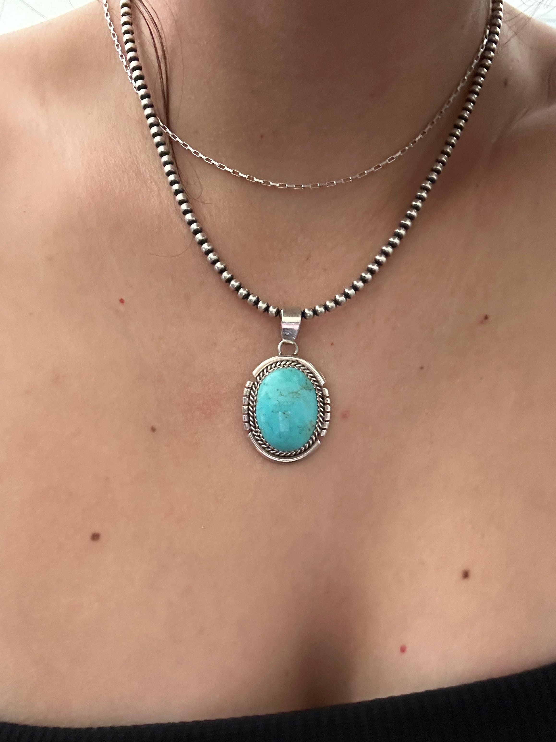 Freda Martinez Kingman Turquoise & Sterling Silver Pendant