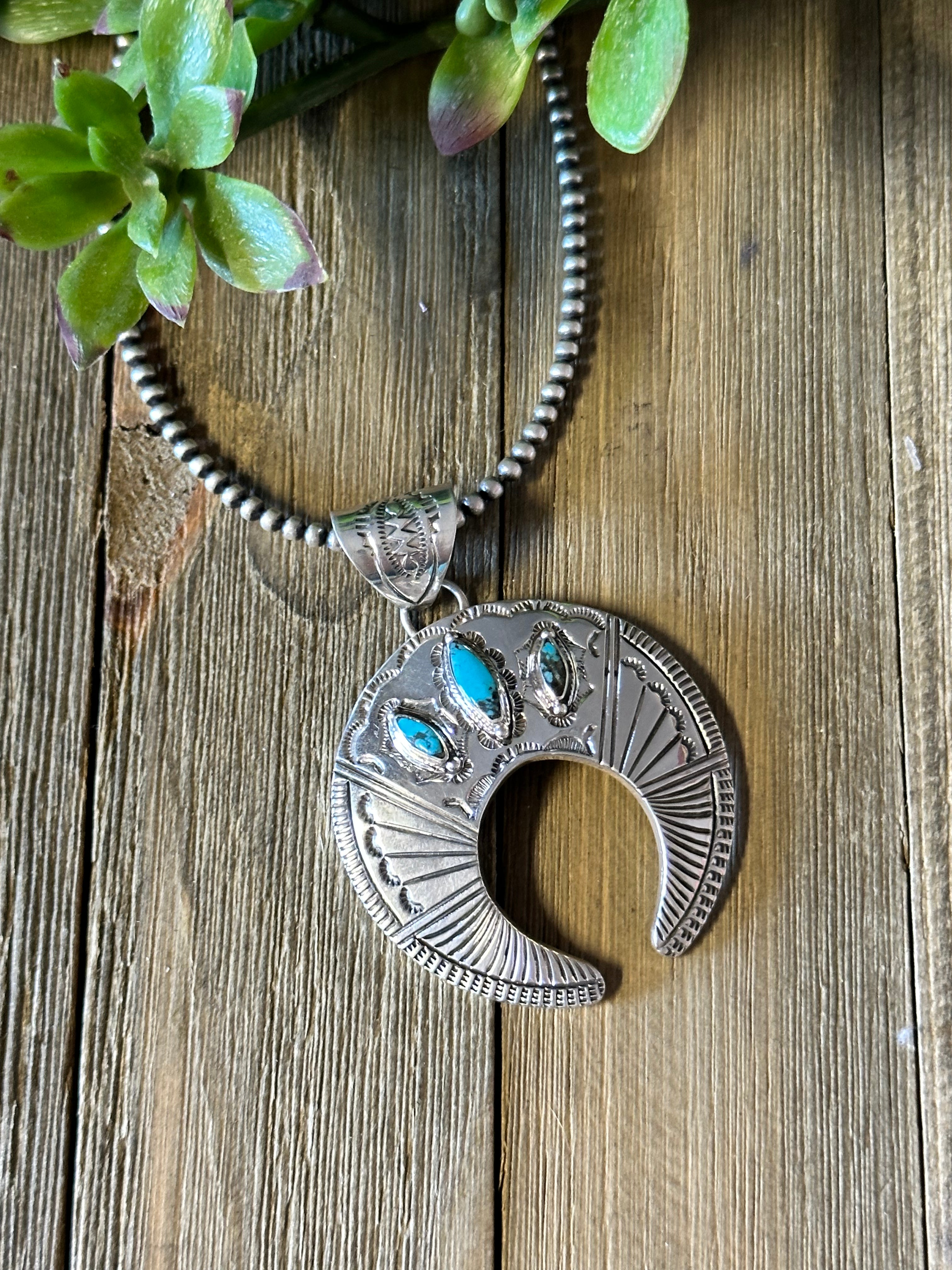 Jereme Delgarito Turquoise & Sterling Silver Naja Pendant