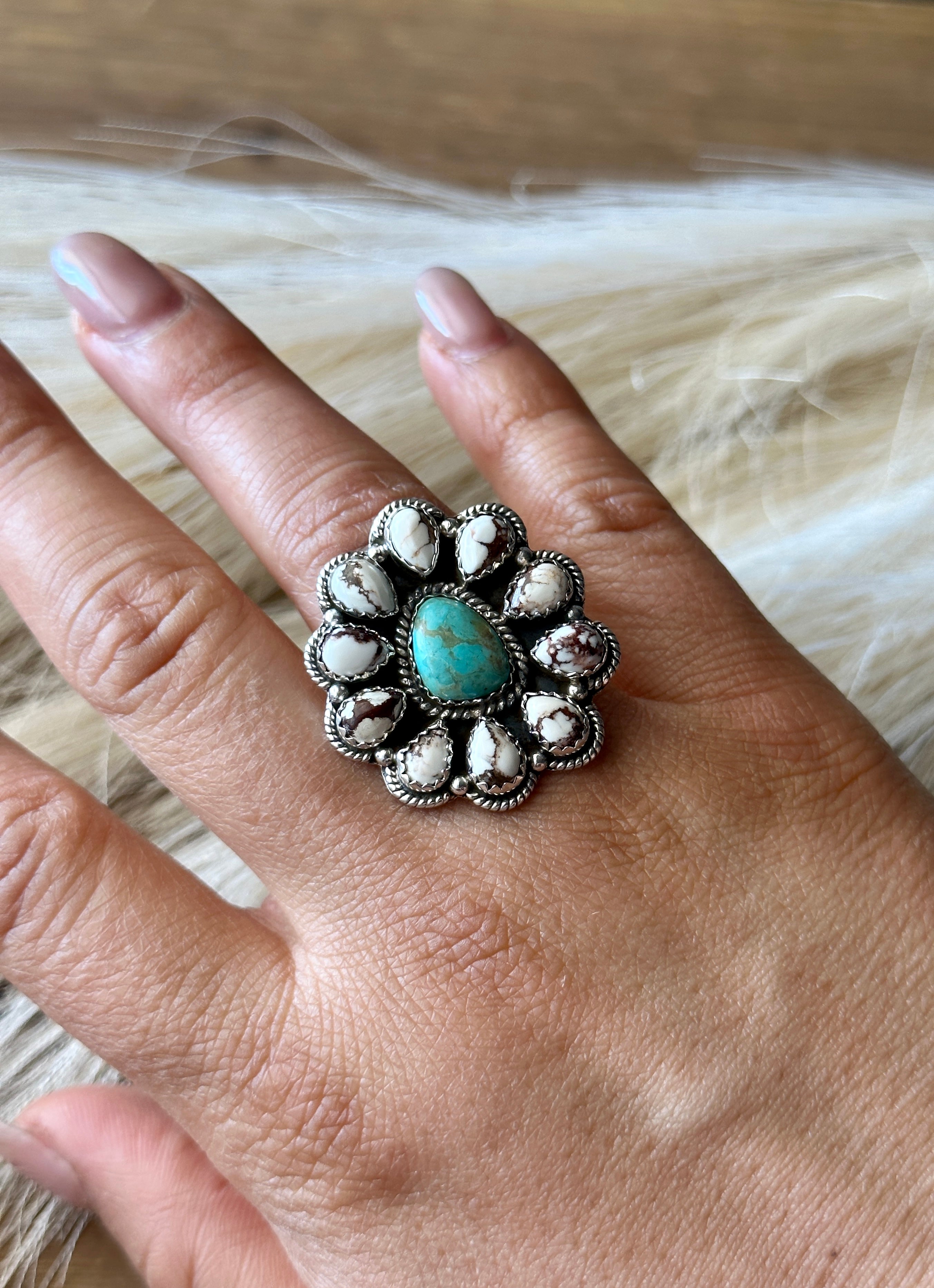 #5 Southwest Handmade Multi Stone & Sterling Silver Cluster Adjustable Rings