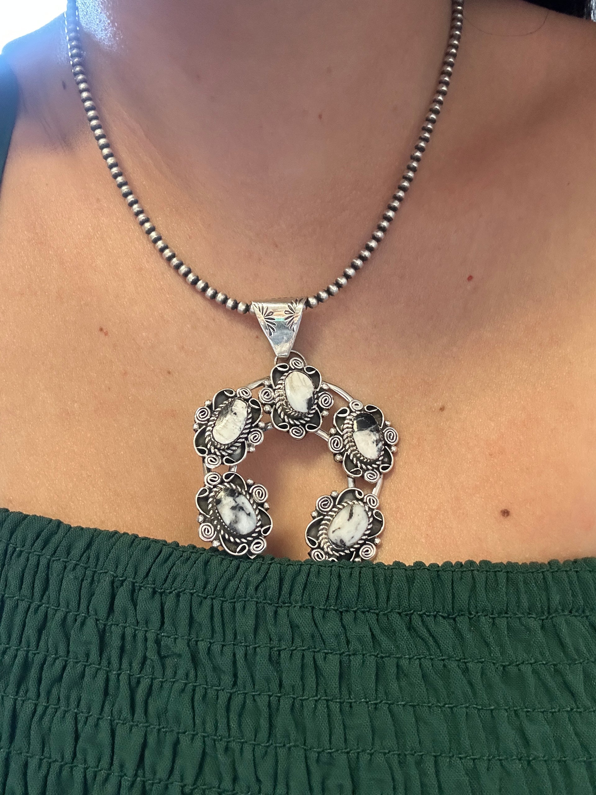 Calvin Berlin White Buffalo & Sterling Silver Naja Pendant