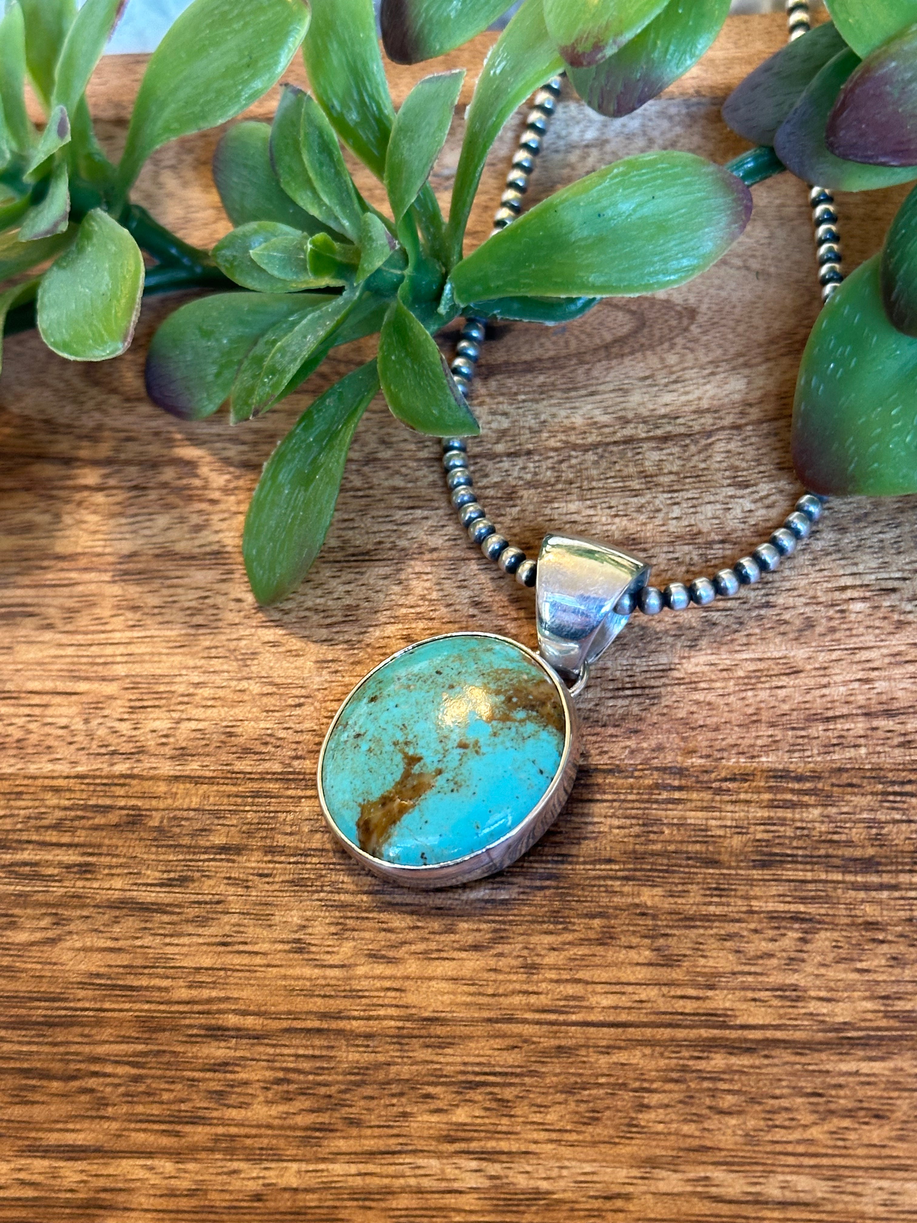 Navajo Made Royston Turquoise & Sterling Silver Pendant