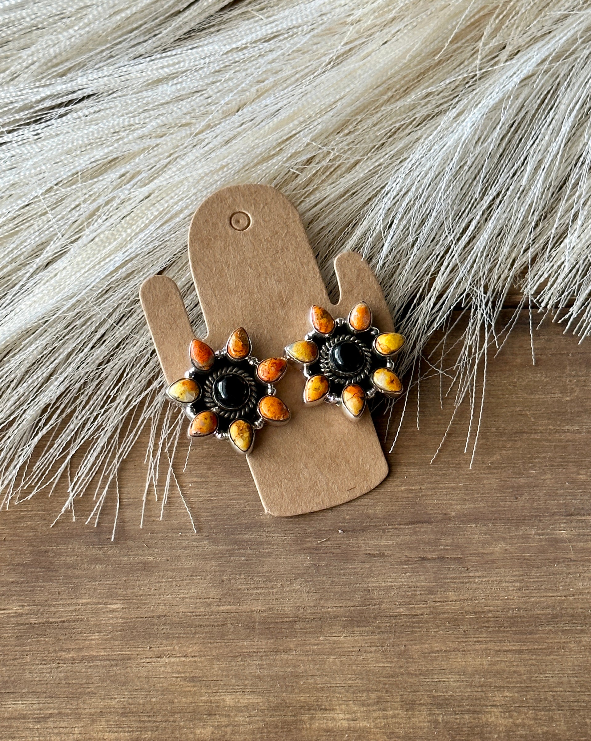 Southwest Handmade Multi Stone & Sterling Silver Post Earrings