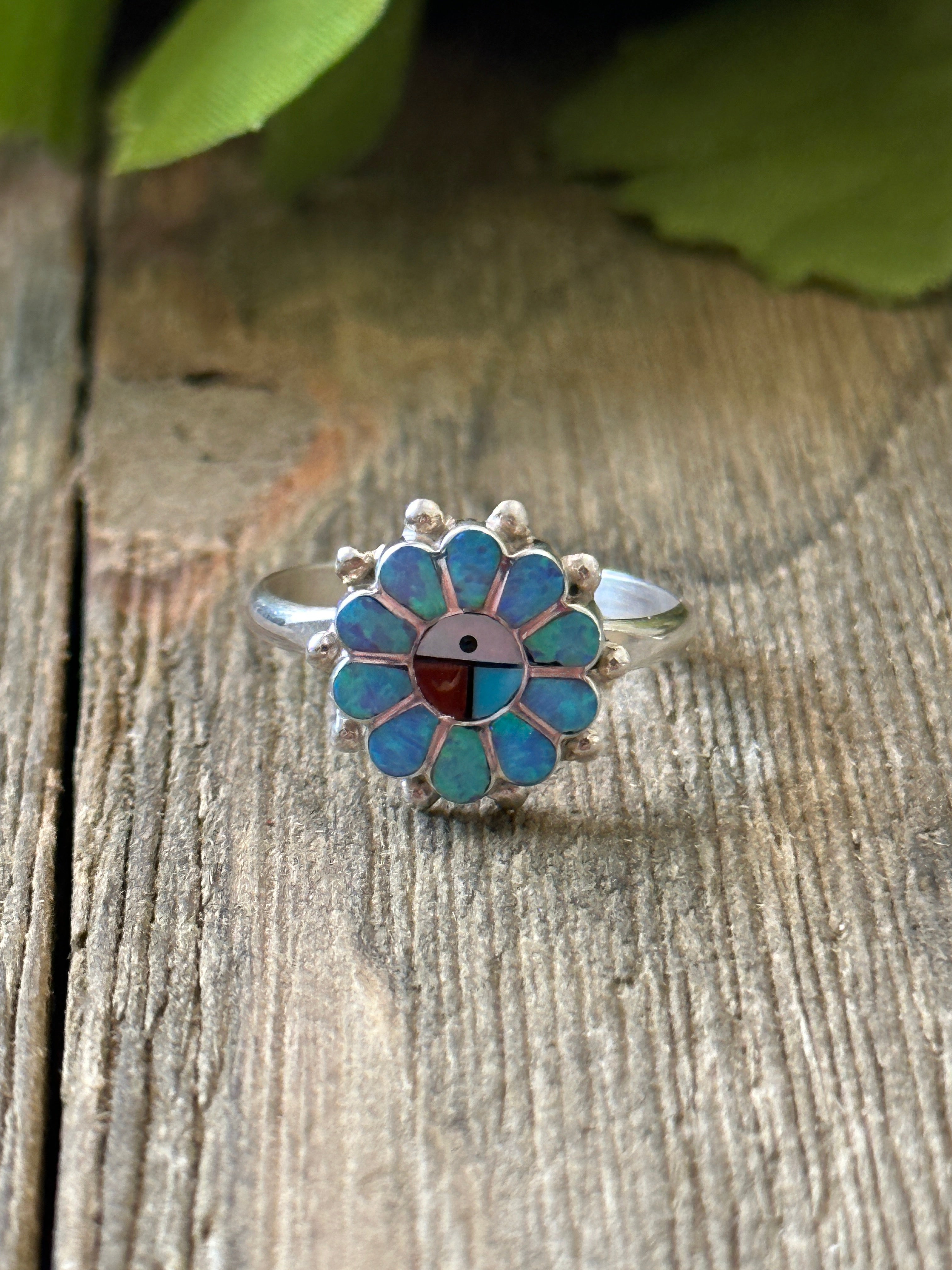 Zuni Made Multi Stone & Sterling Silver Ring