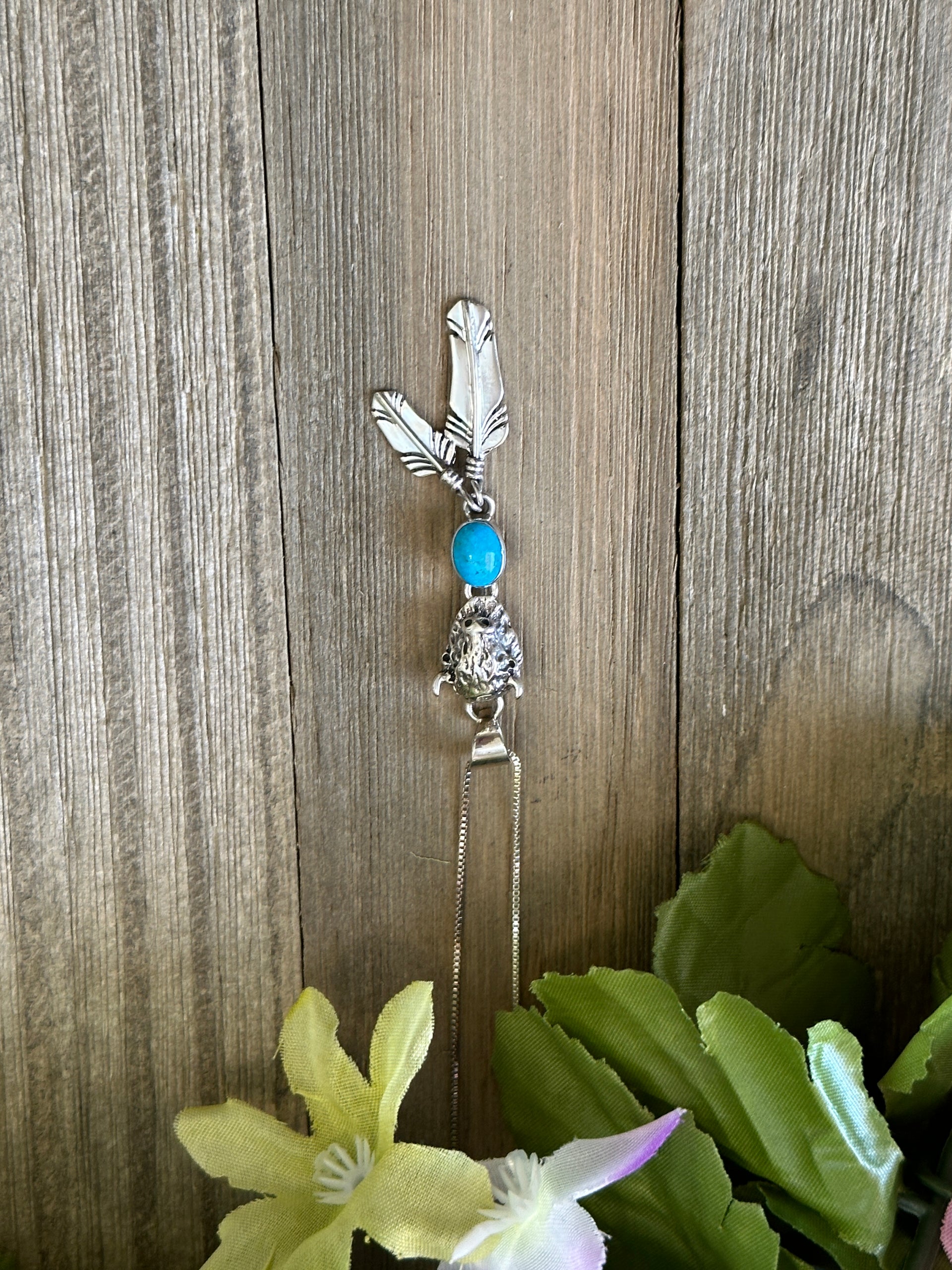 Sharon McCarthy Kingman Turquoise & Sterling Silver Buffalo Necklace