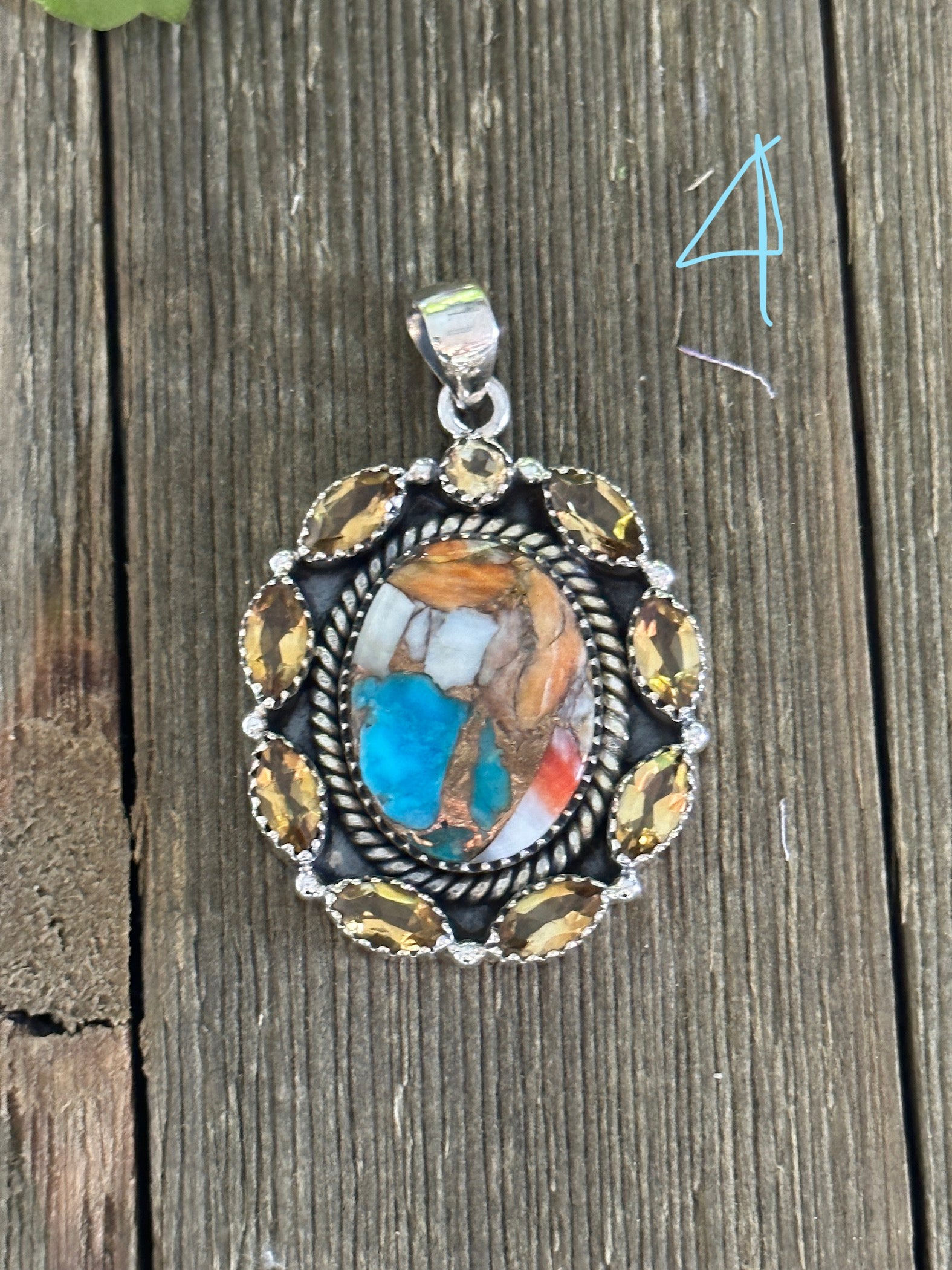 Southwest Made Multi Stone & Sterling Silver Pendant