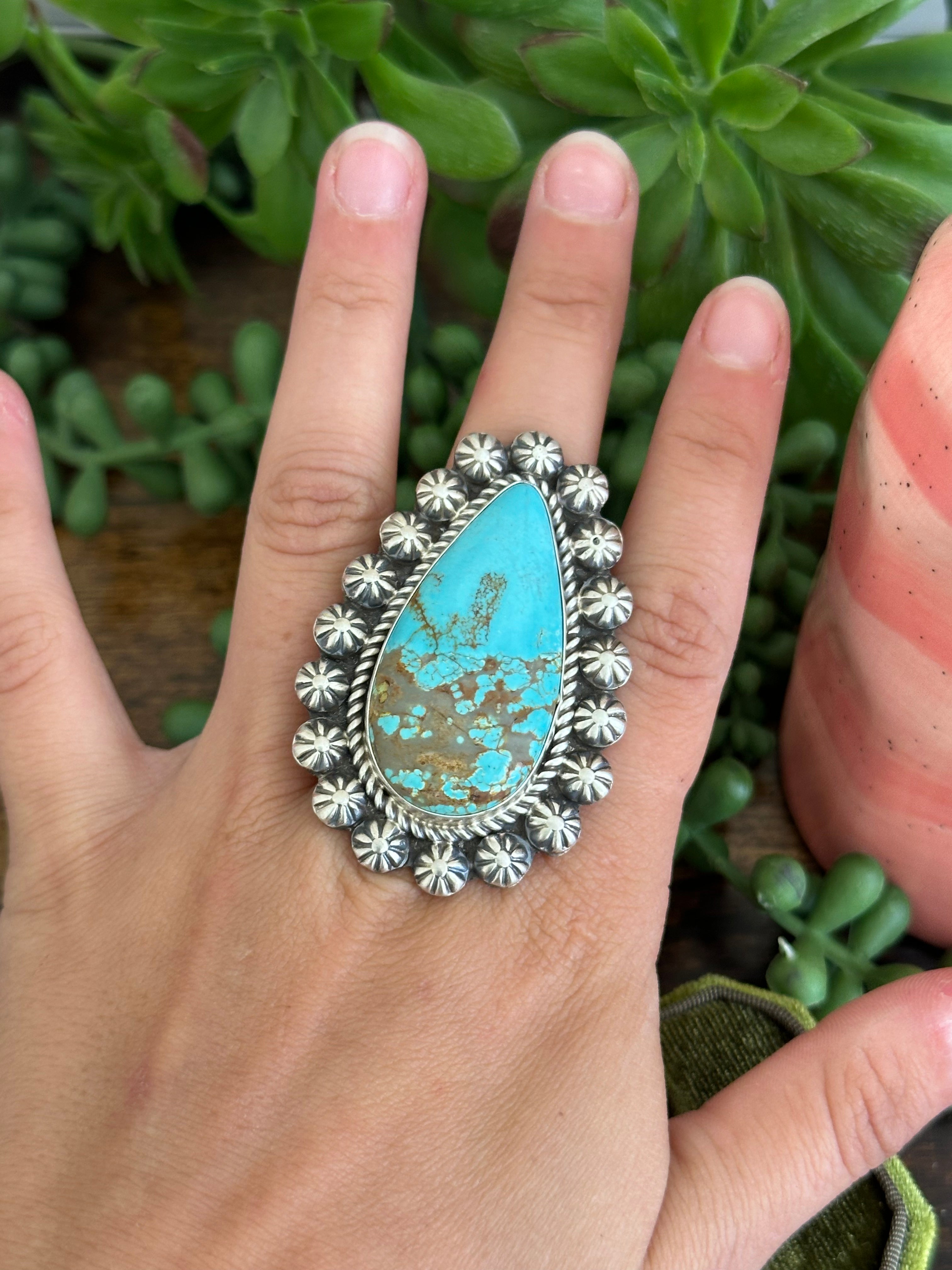 Jeff James Royston Turquoise & Sterling Silver Adjustable Ring