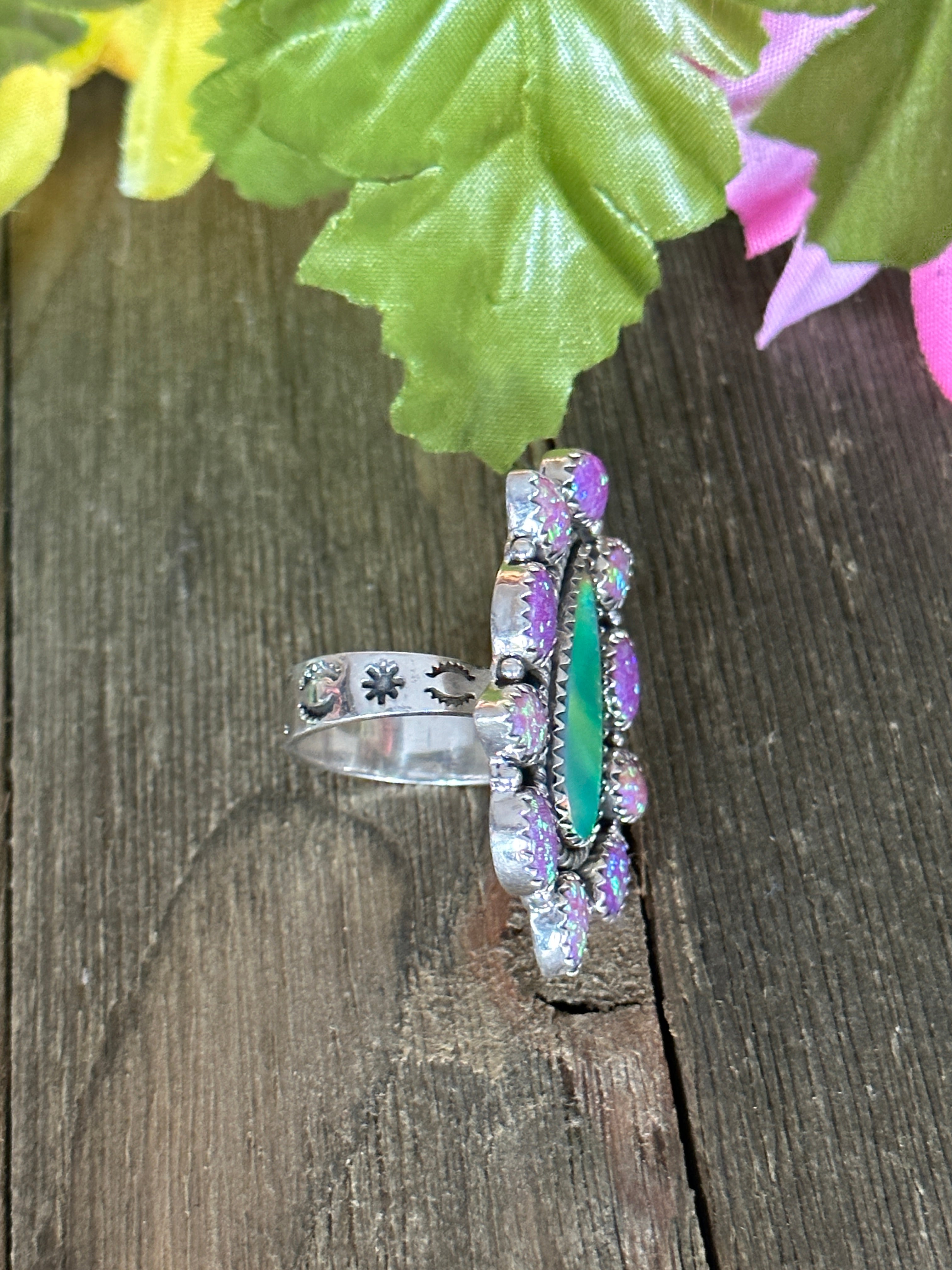 Southwest Handmade Multi Stone & Sterling Silver Adjustable Ring