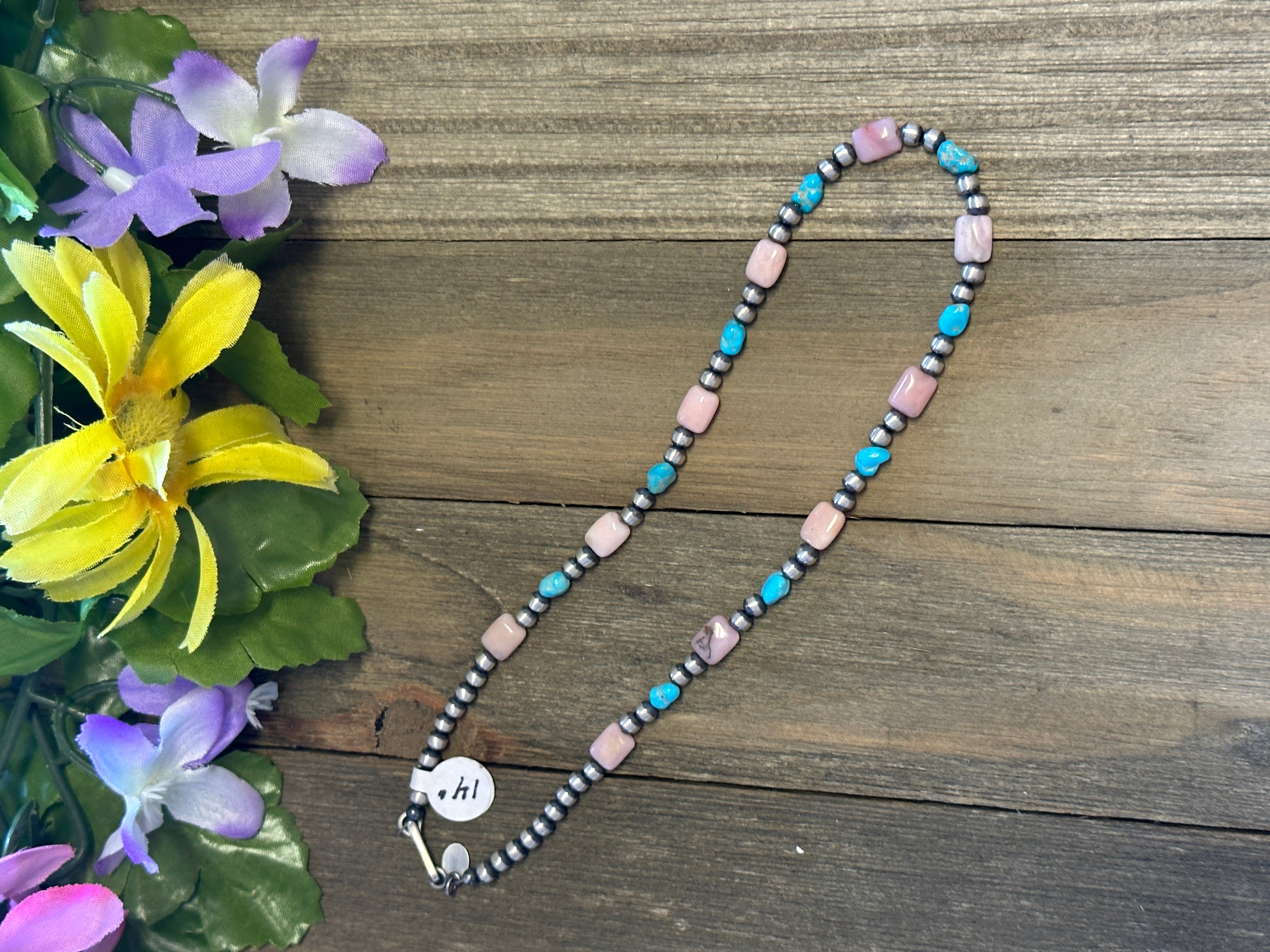 Navajo Strung Multi Stone & Sterling Silver 3 MM Pearl Necklace