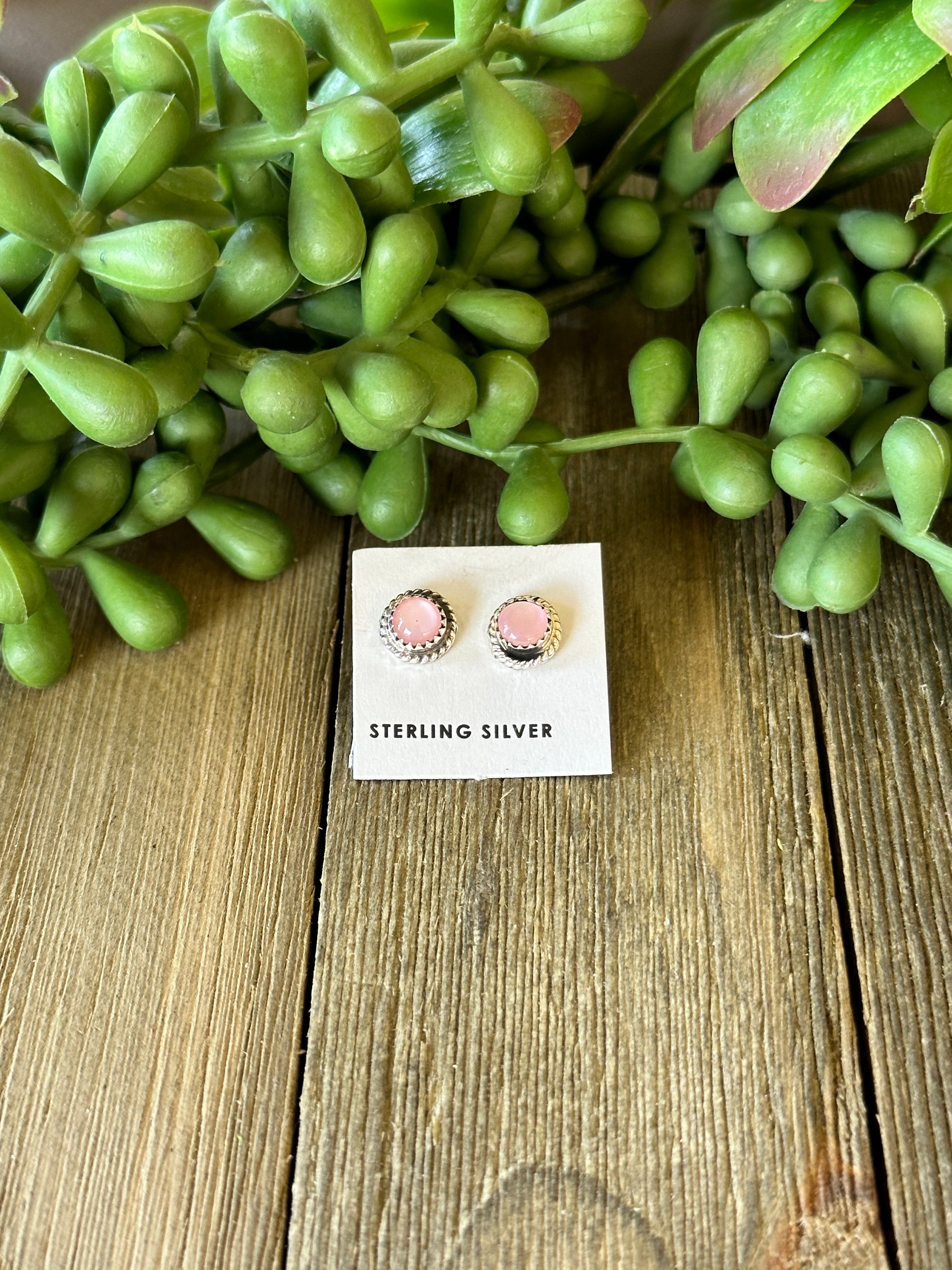 Navajo Made Mother of Pearl & Sterling Silver Post Earrings