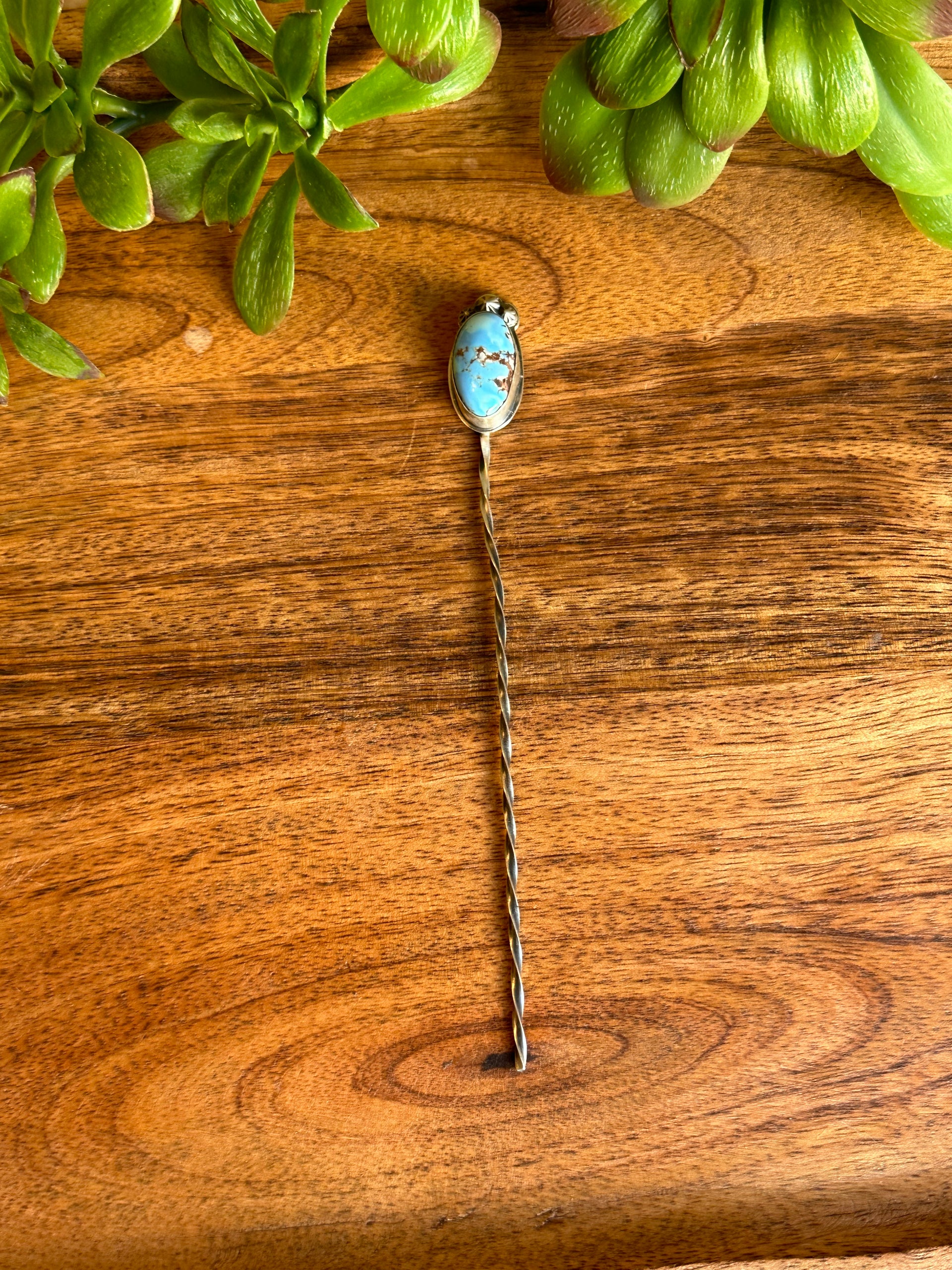 Sandra Nez Golden Hills Turquoise & Sterling Silver Hair Pin