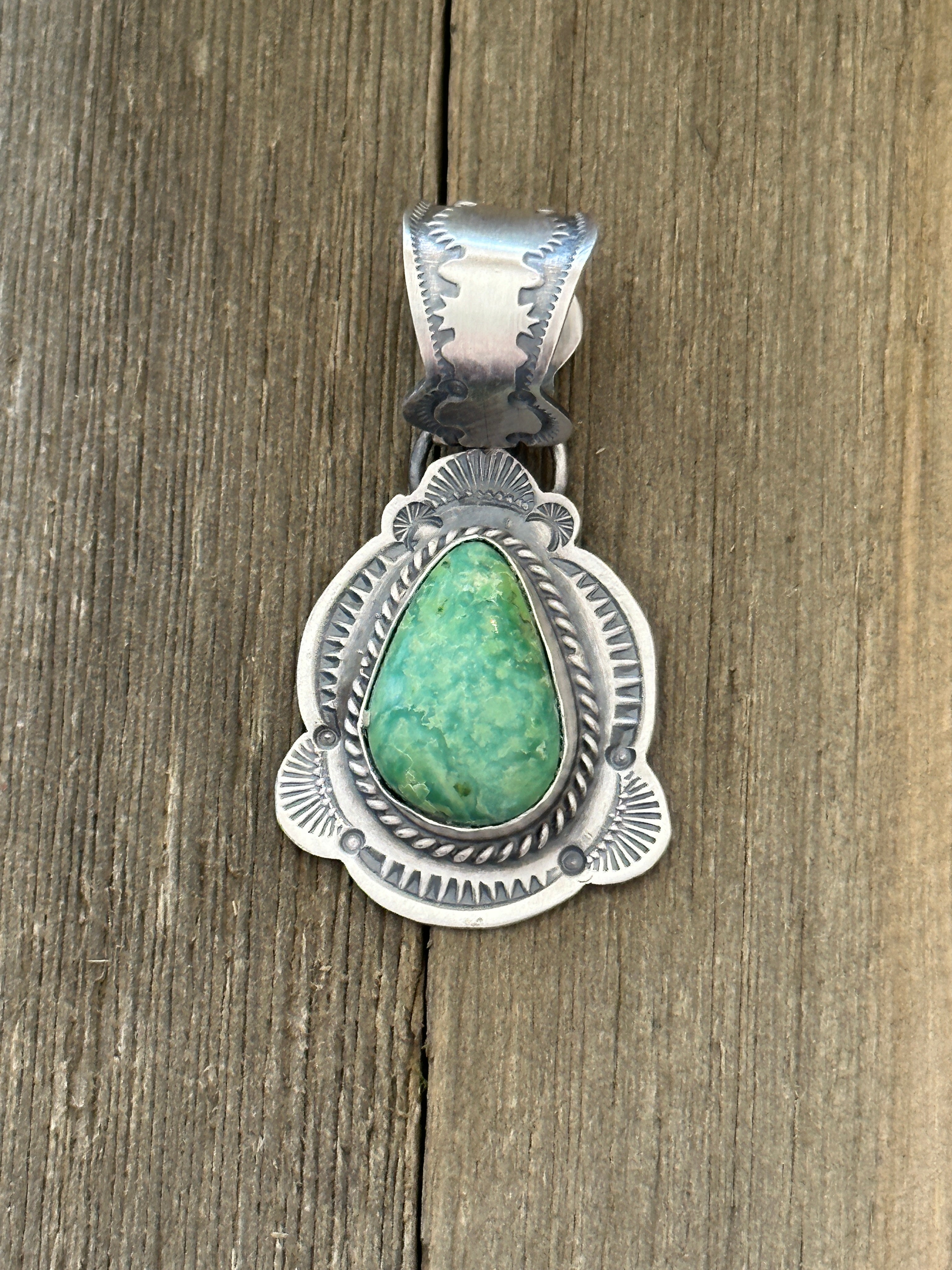 Navajo Made Carico Lake Turquoise & Sterling Silver Pendant