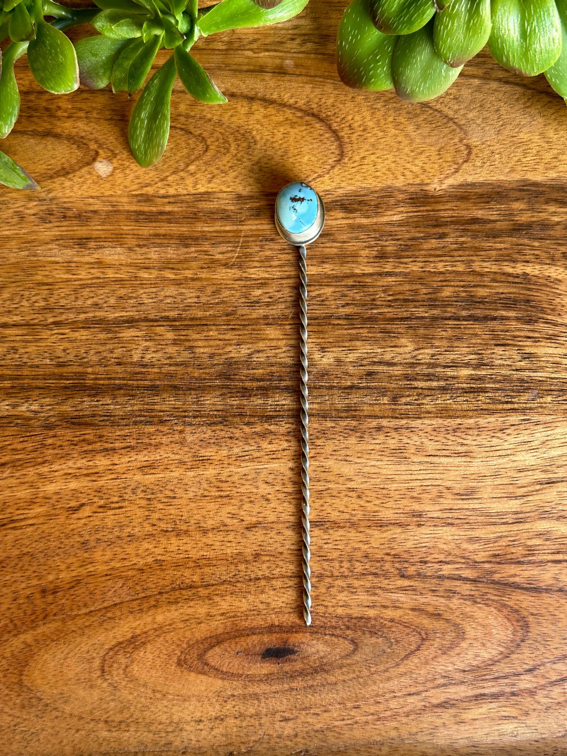 Sandra Nez Golden Hills Turquoise & Sterling Silver Hair Pin