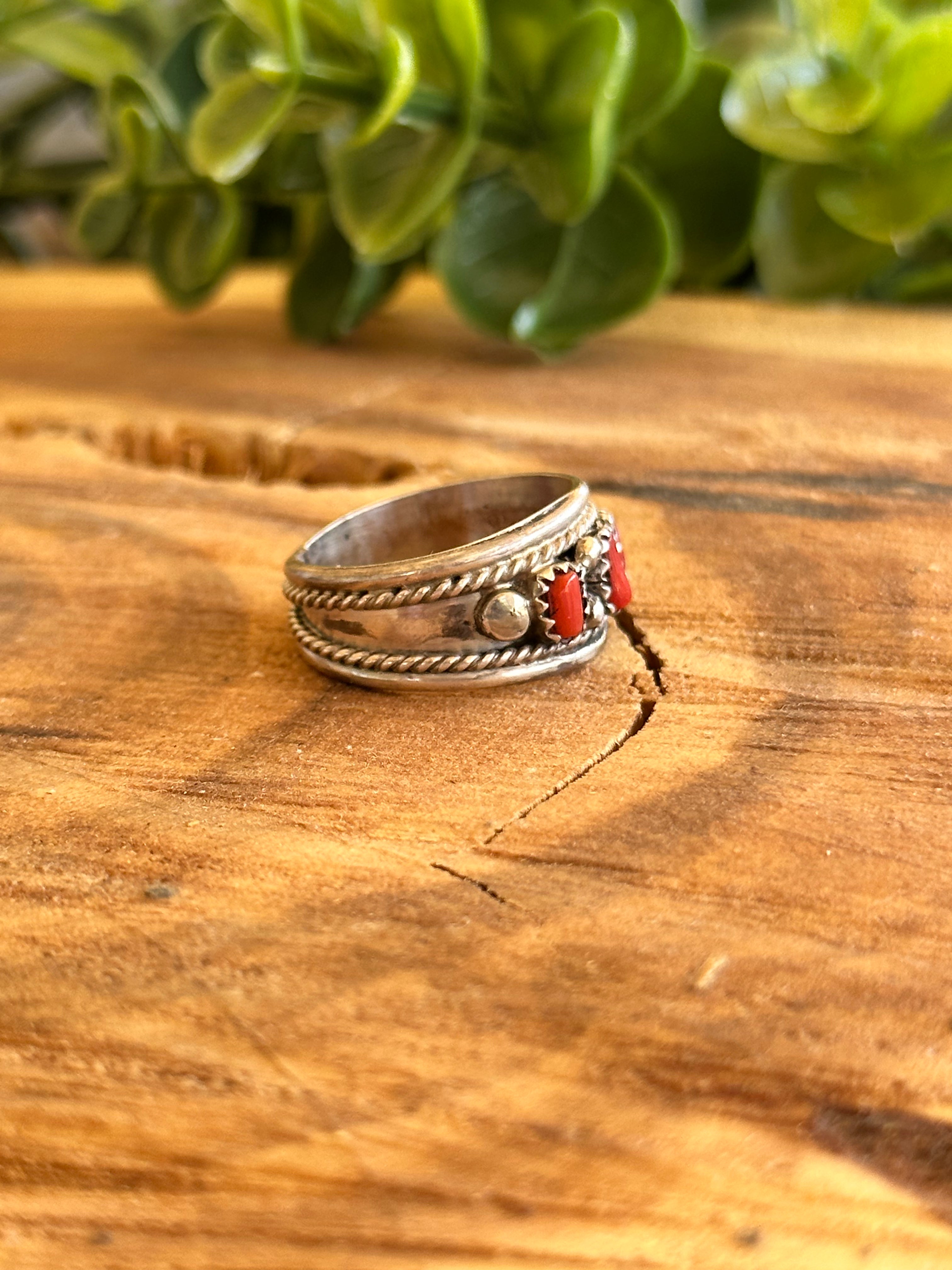 Anita Whitegoat Red Coral & Sterling Silver Ring