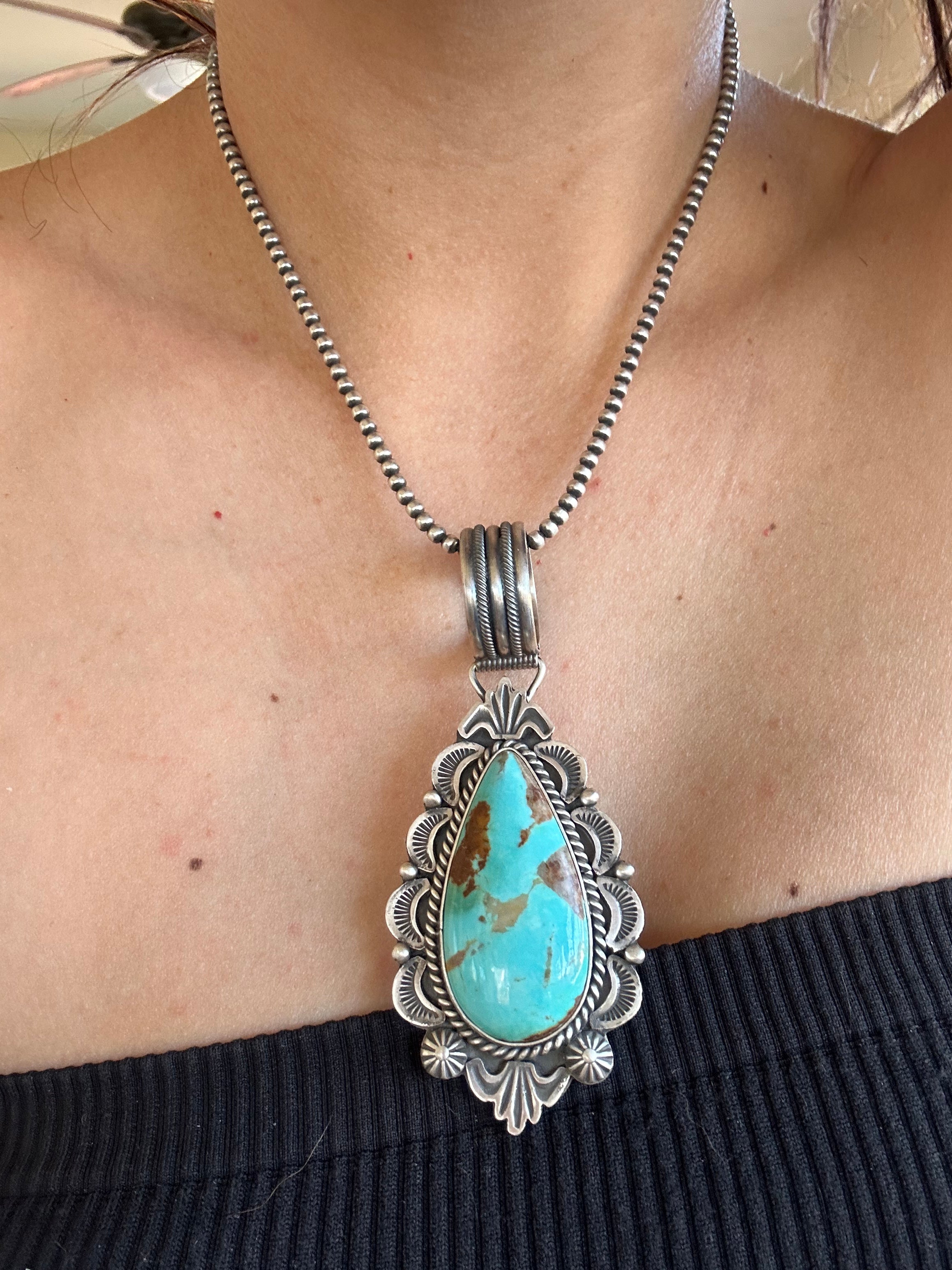 Mike Calladito Kingman Turquoise & Sterling Silver Pendant