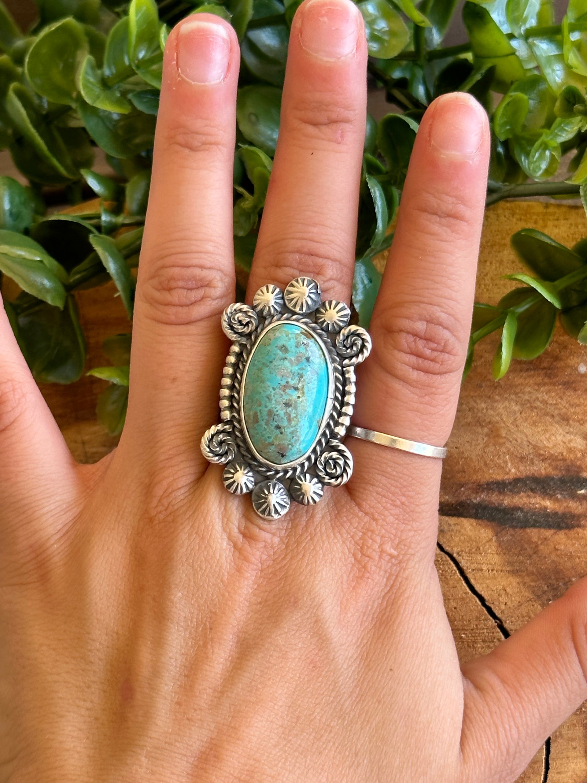 Wydell Billie Red Skin Turquoise & Sterling Silver Ring Size 7.75