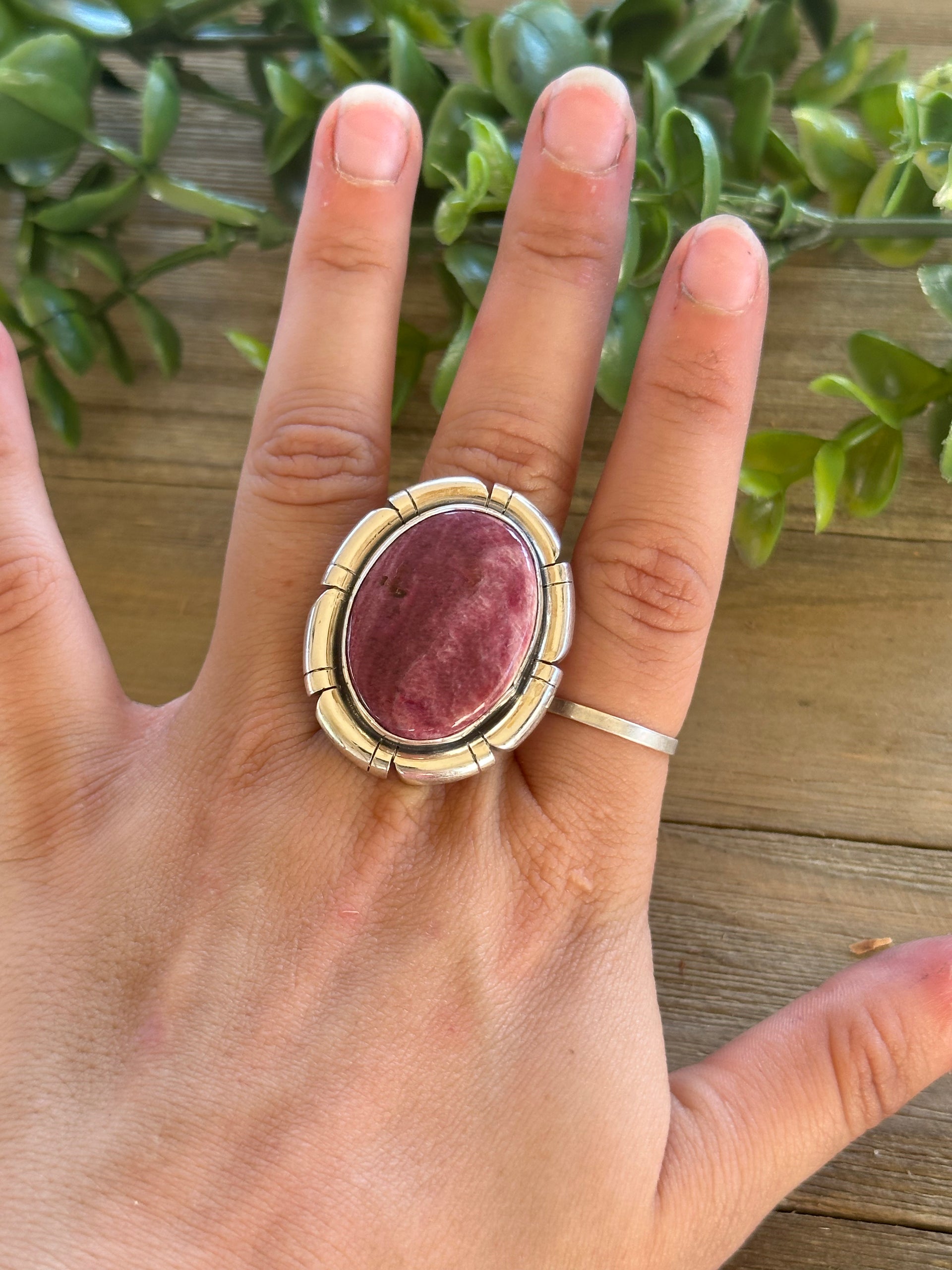 Larry Kay Purple Spiny Oyster & Sterling Silver Adjustable Ring