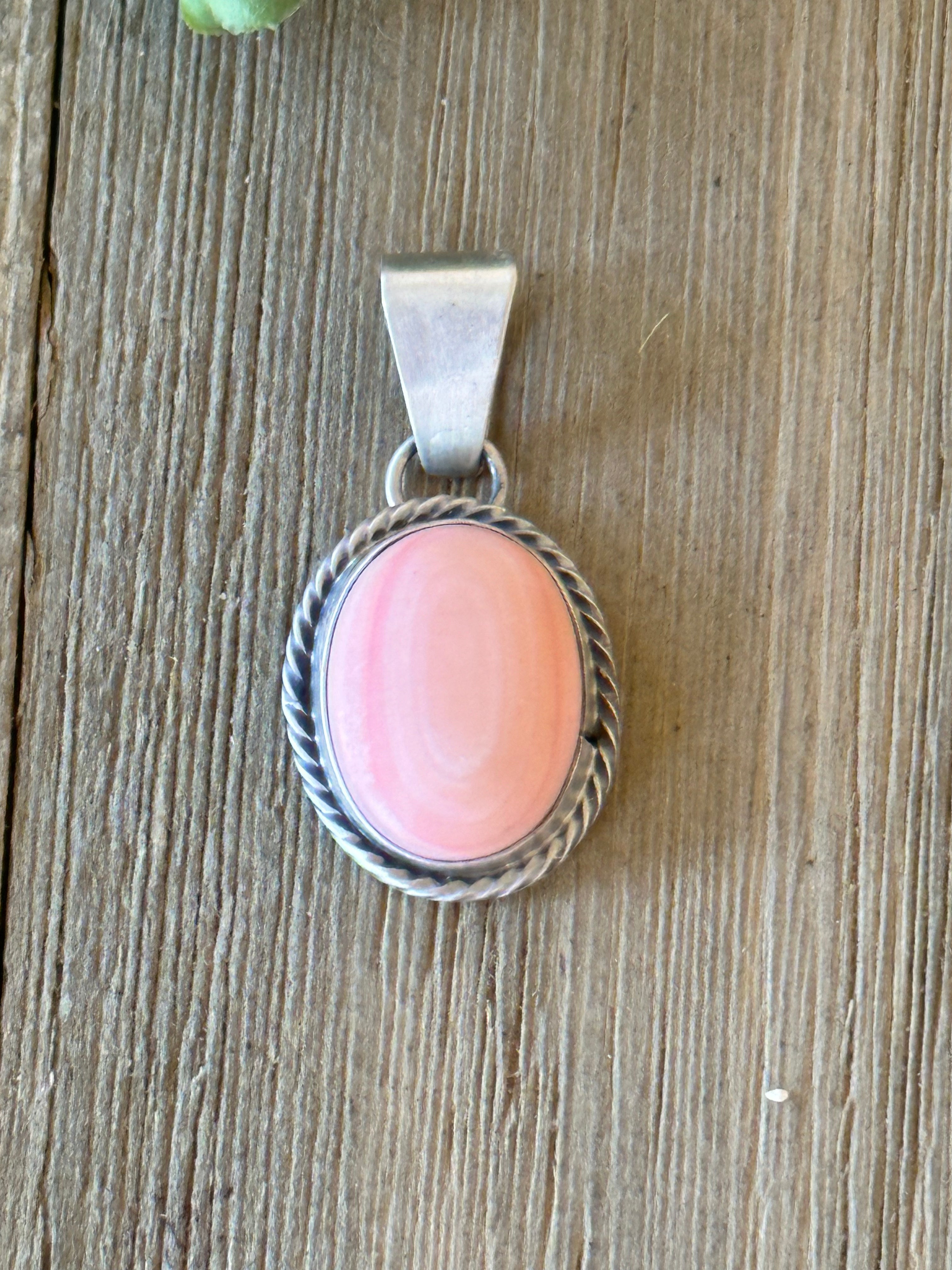 Navajo Made Pink & Sterling Silver Pendant