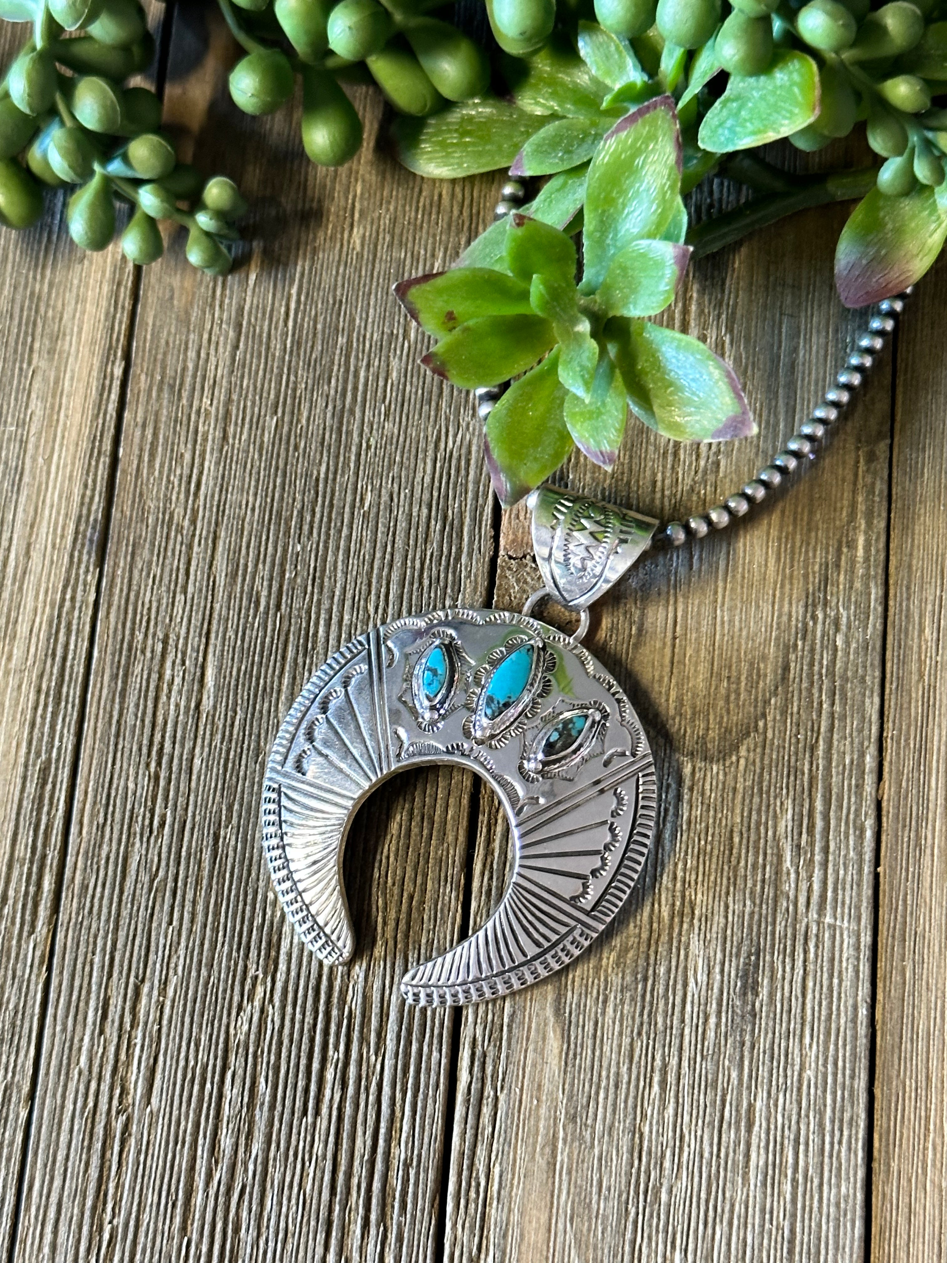 Jereme Delgarito Turquoise & Sterling Silver Naja Pendant