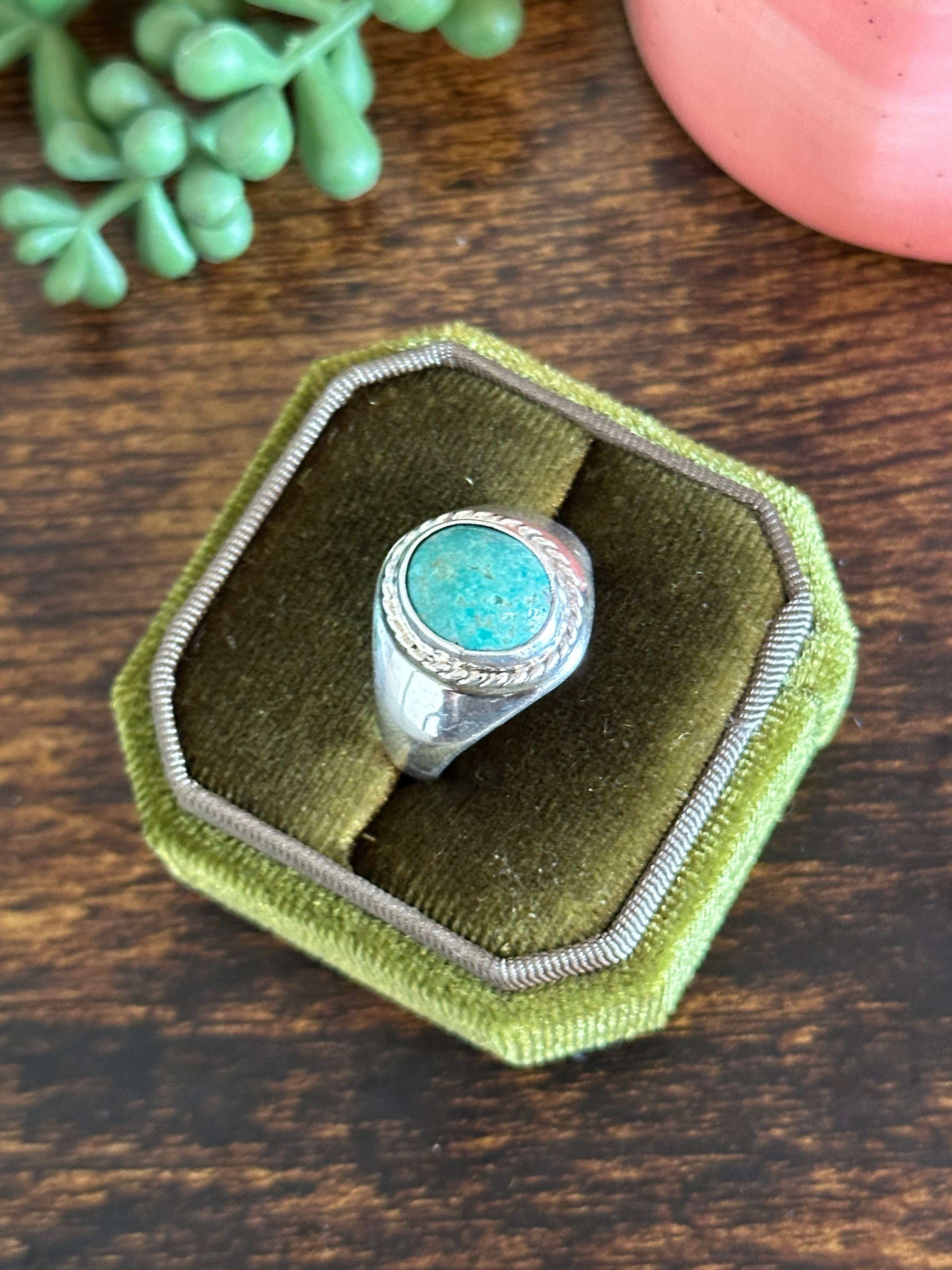 Navajo Made Kingman Turquoise & Sterling Silver Ring