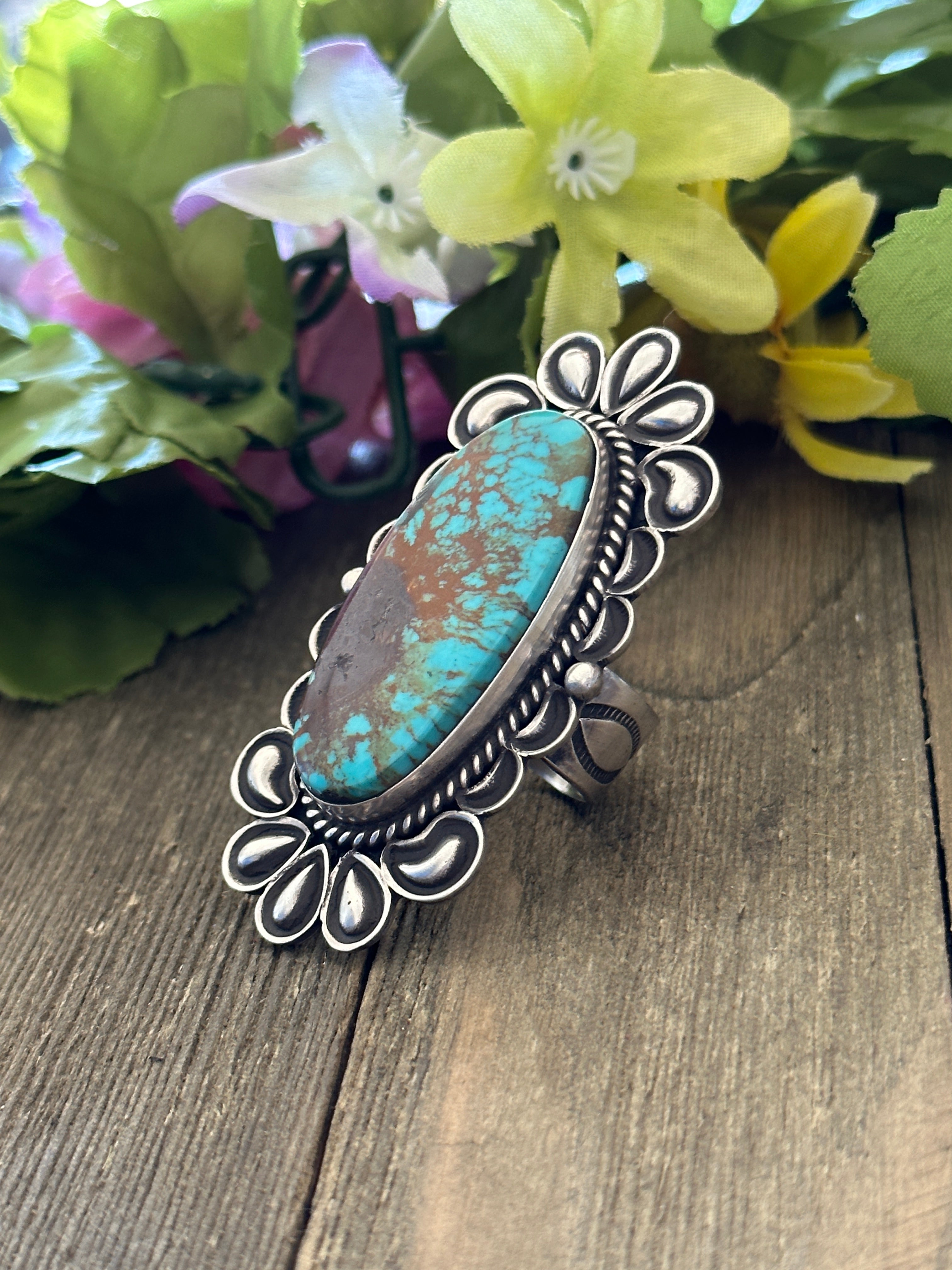 Alex Sanchez Royston Turquoise & Sterling Silver Adjustable Ring