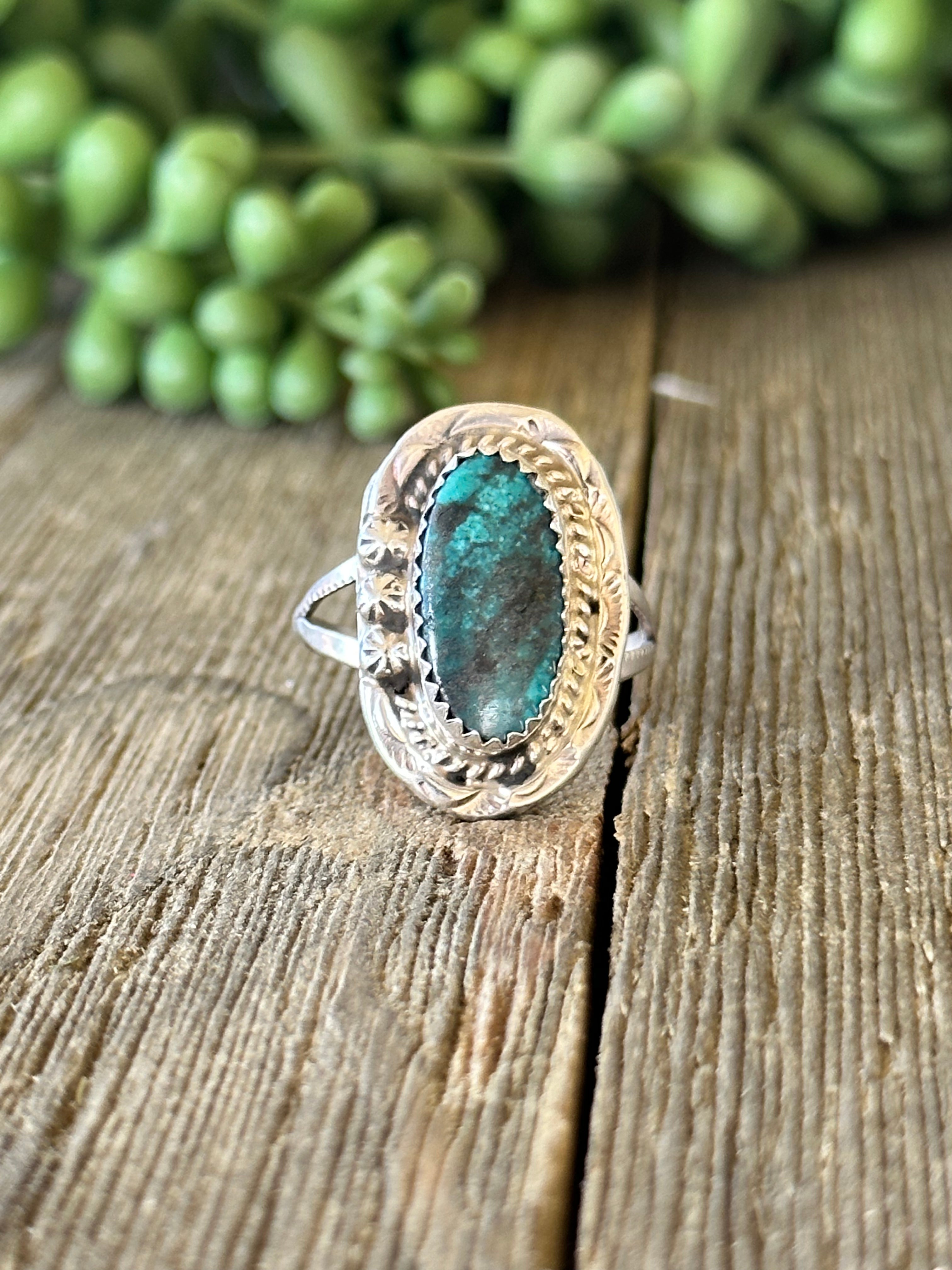 Navajo Made Thunder Mountain Turquoise & Sterling Silver Ring