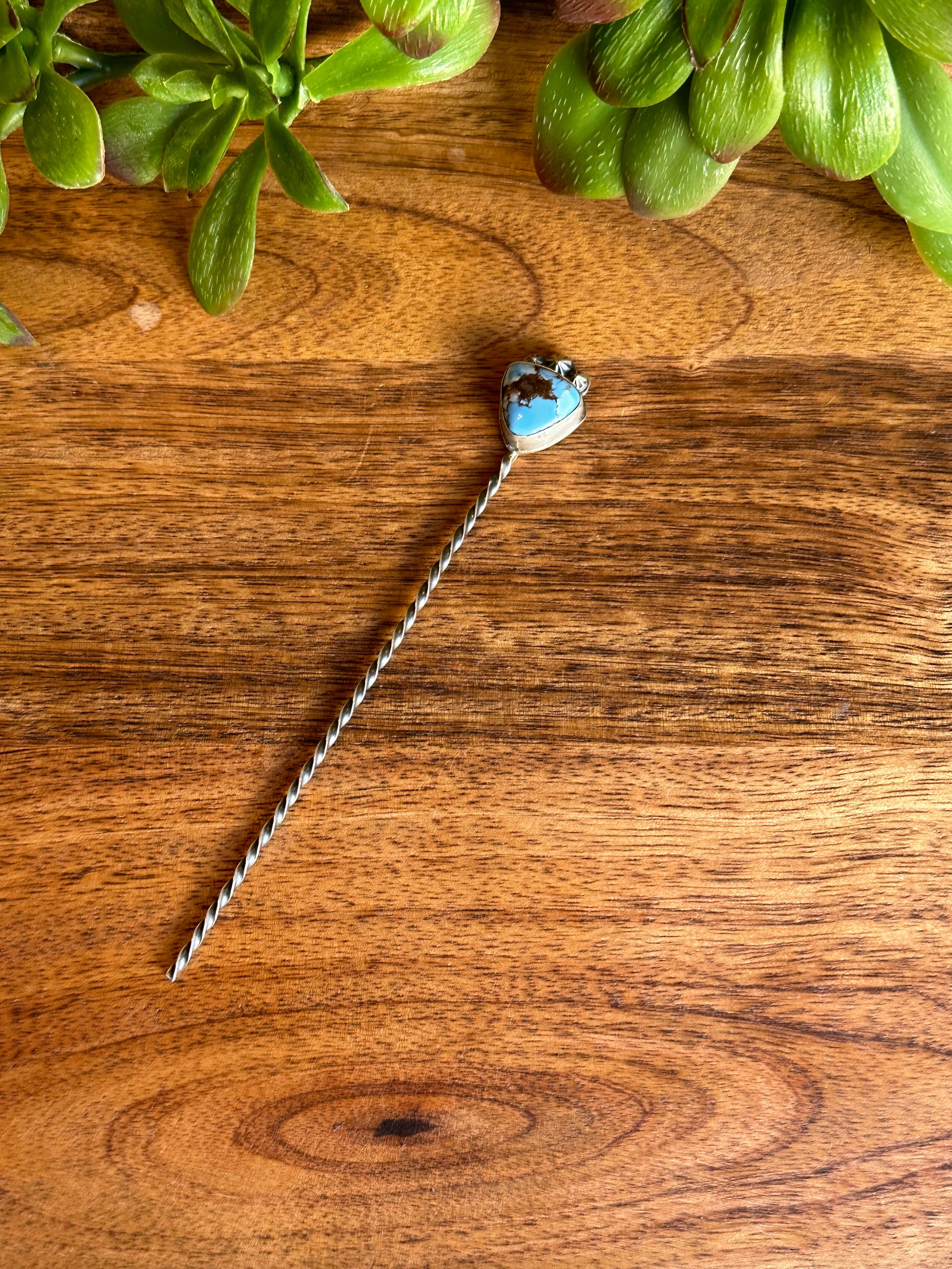 Sandra Nez Golden Hills Turquoise & Sterling Silver Hair Pin