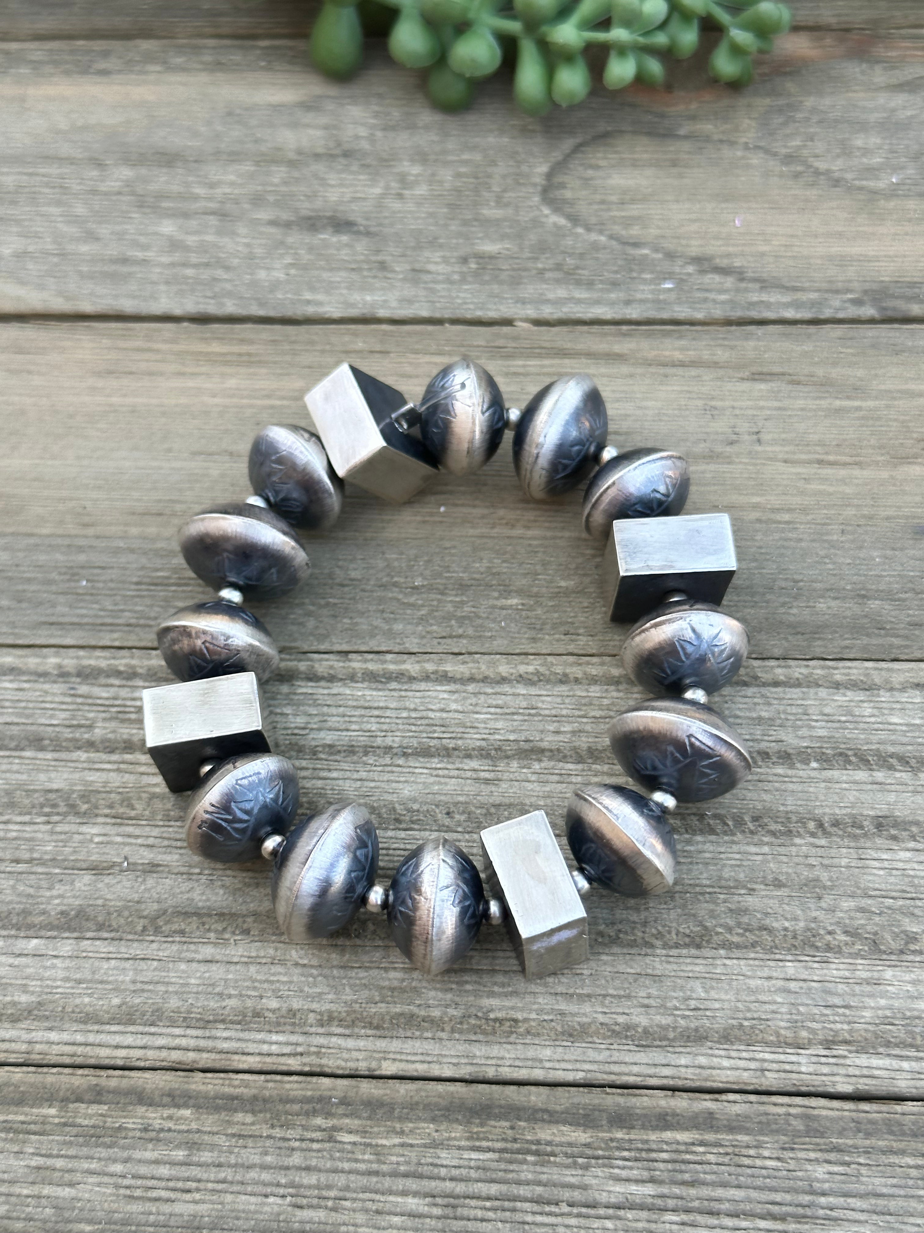 Navajo Handmade Sterling Silver Pearls Bracelet